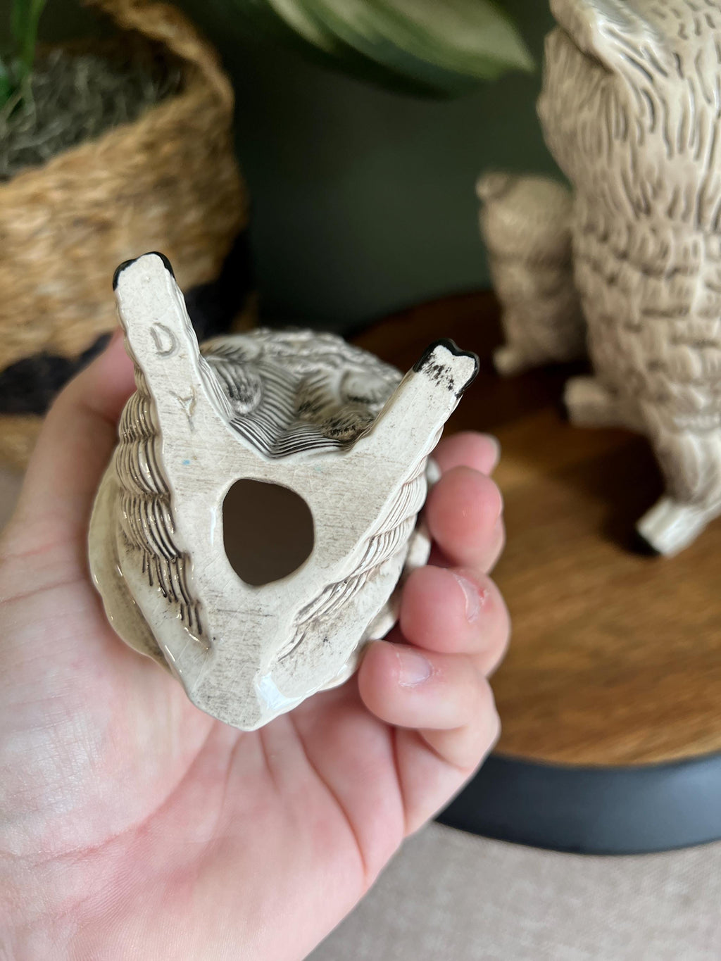 Vintage duo of Owls Pottery MCM ceramic hand made missing smallest one