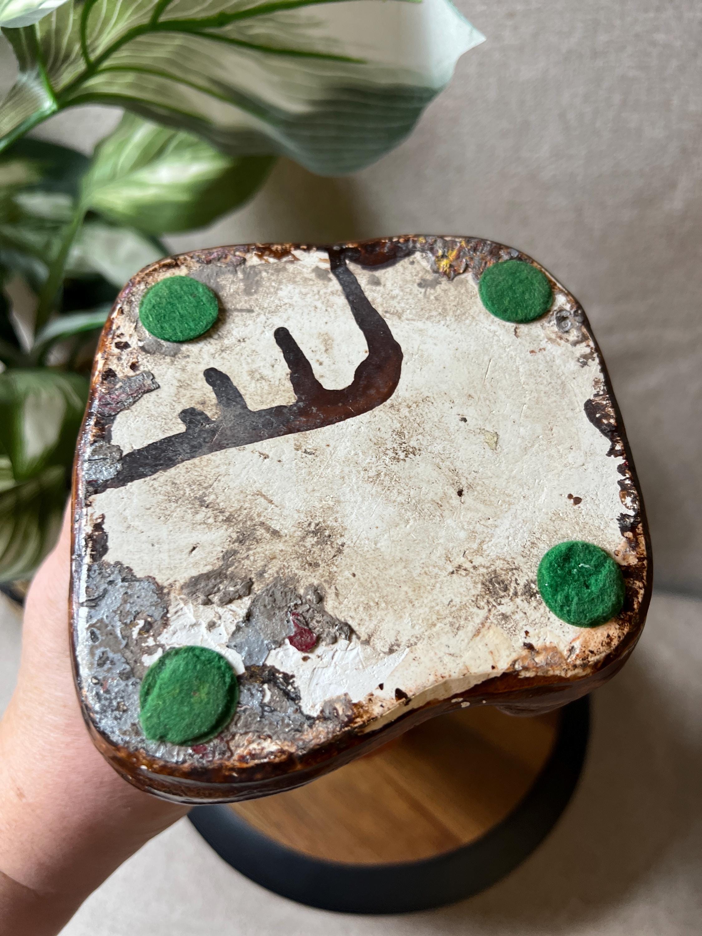 Vintage Resin/ceramic Owl Statue on a Log on Base