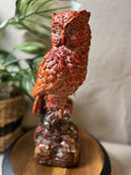Vintage Resin/ceramic Owl Statue on a Log on Base