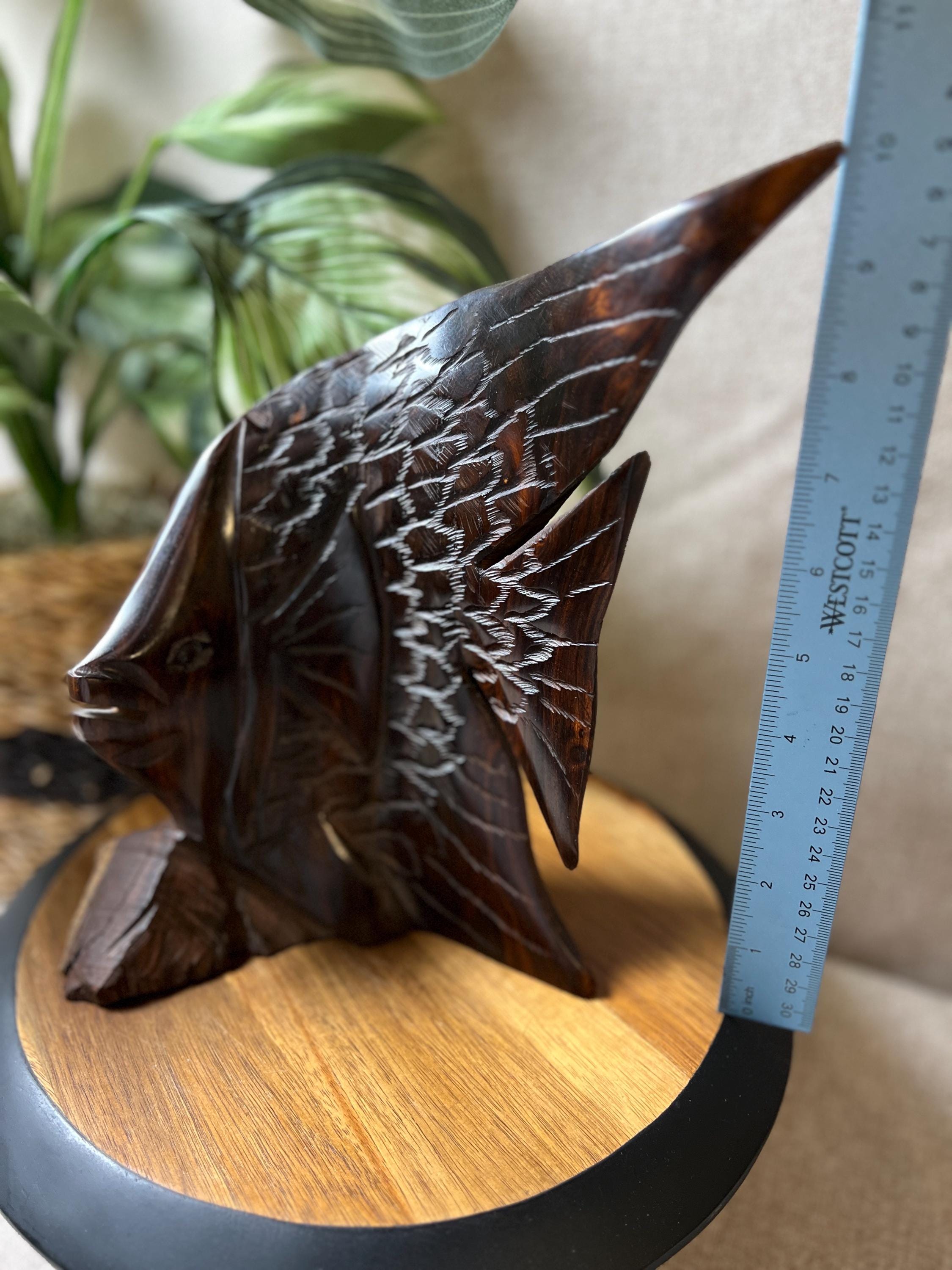 Vintage Hand Carved Wooden Fish Sculpture