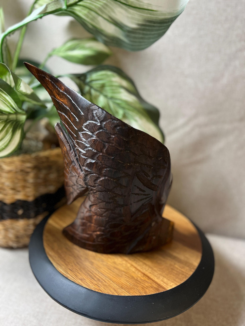Vintage Hand Carved Wooden Fish Sculpture