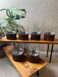 MCM Old Fashioned Glasses Set  Wood Look Resin Bottom, 8 oz