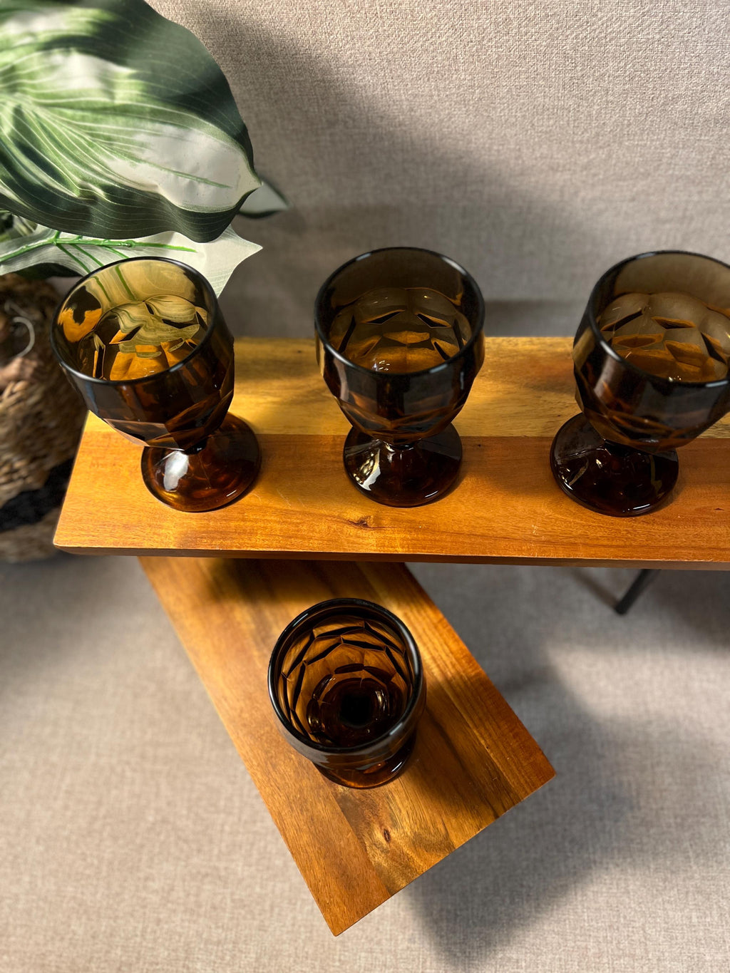 MCM Viking Nutmeg Brown - Georgian Pattern - Water GobletS set of 4