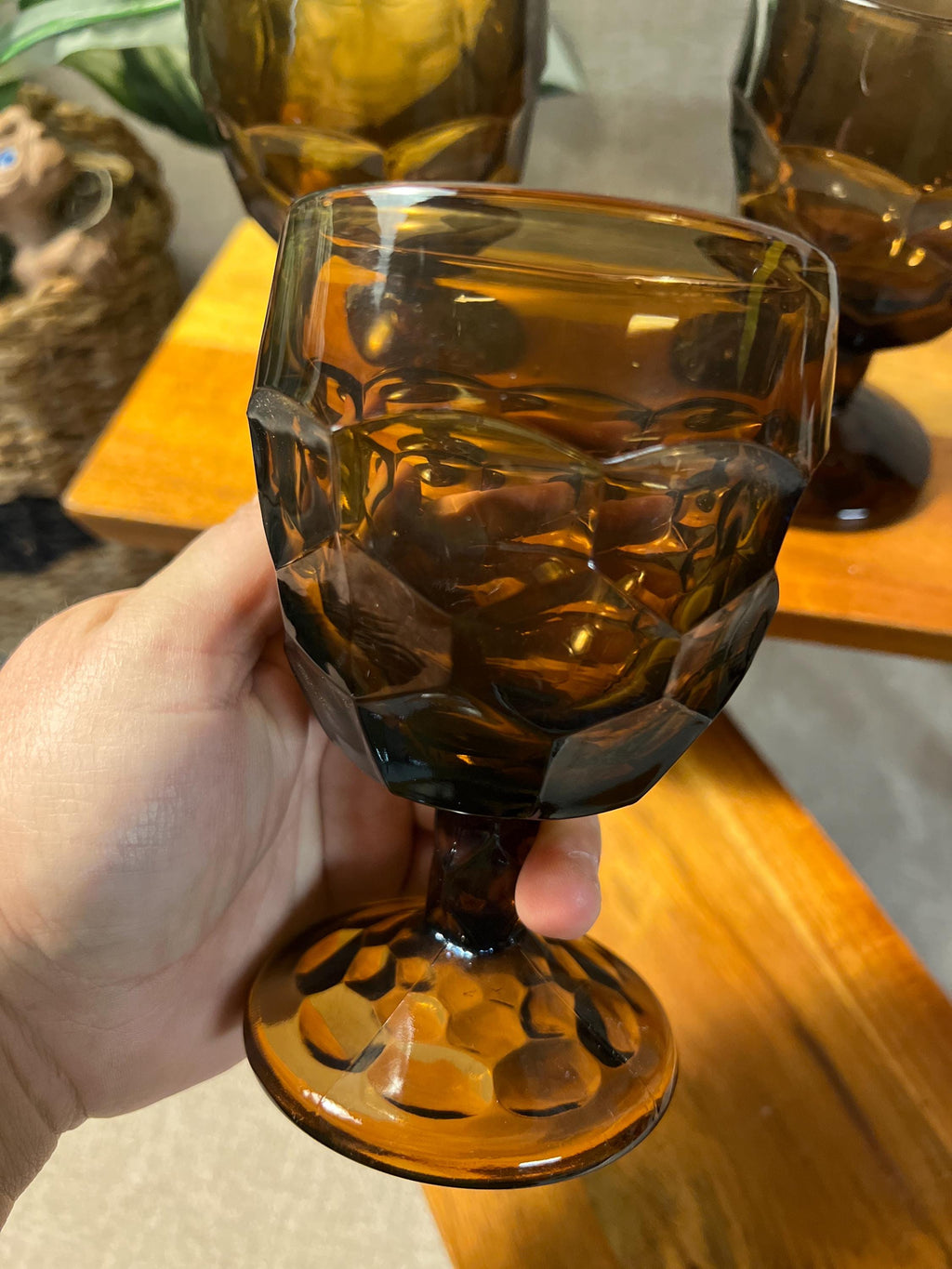 MCM Viking Nutmeg Brown - Georgian Pattern - Water GobletS set of 4