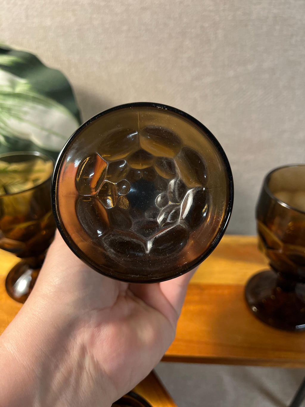 MCM Viking Nutmeg Brown - Georgian Pattern - Water GobletS set of 4