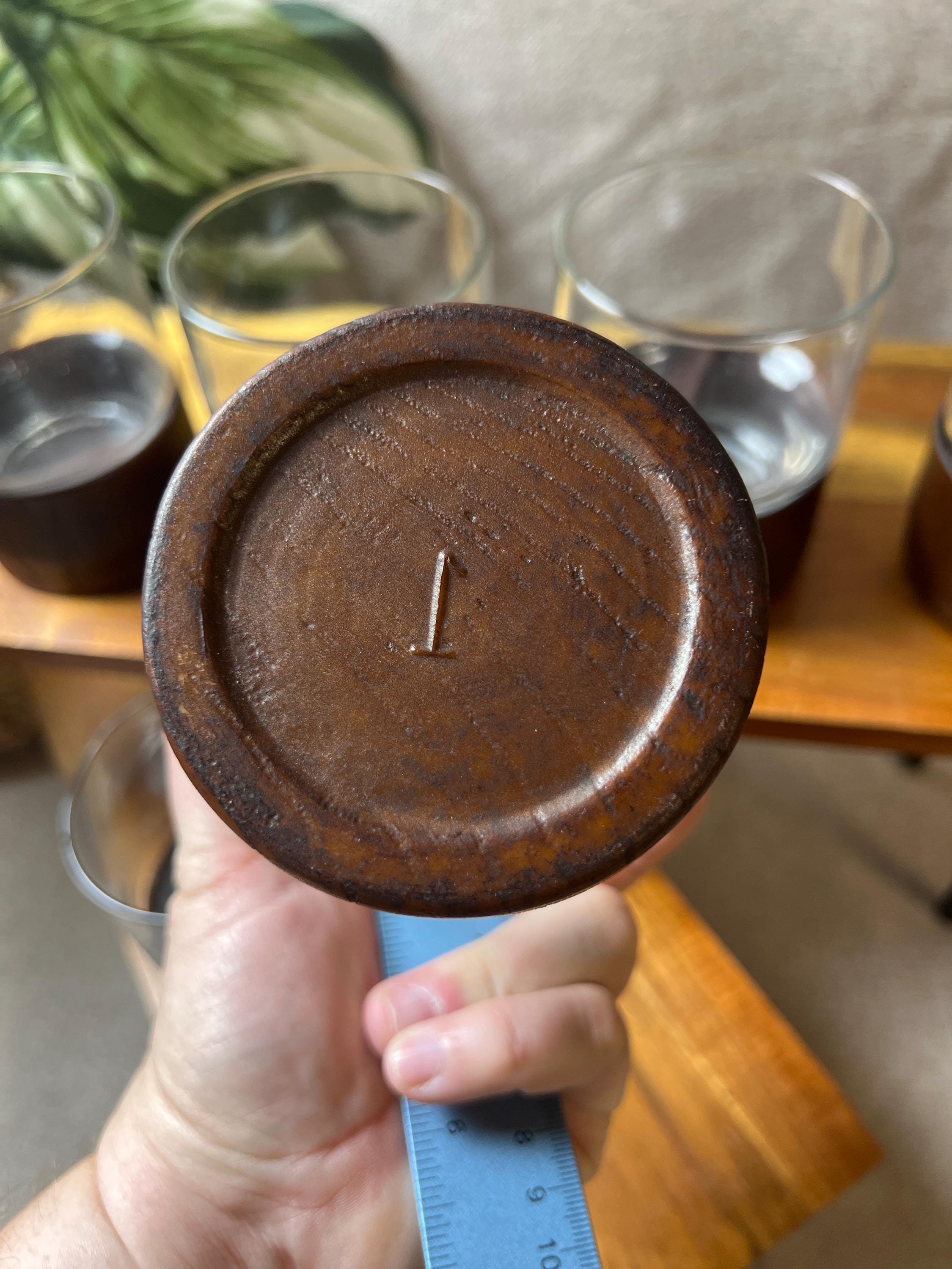MCM Old Fashioned Glasses Set  Wood Look Resin Bottom, 8 oz