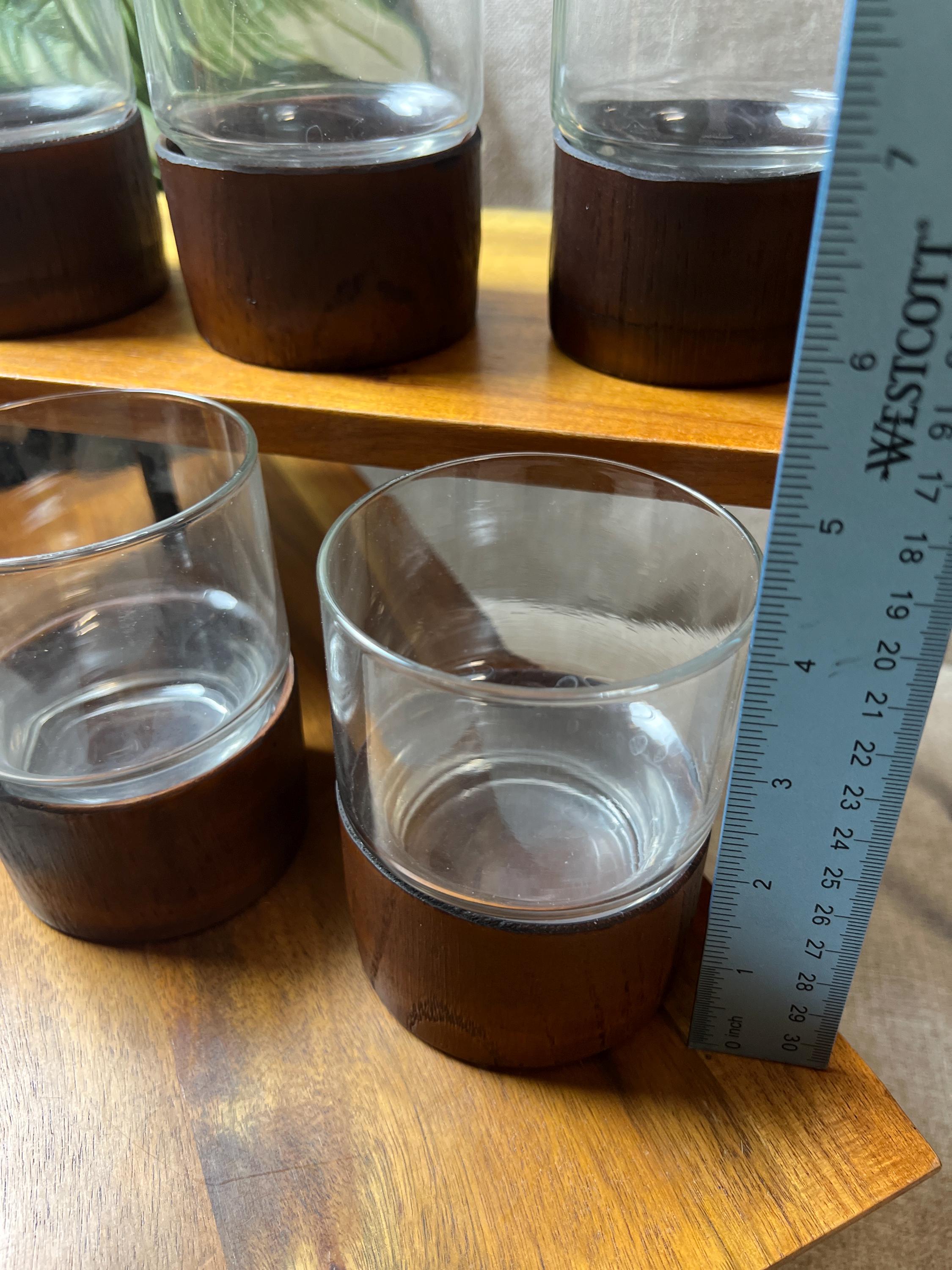 MCM Old Fashioned Glasses Set  Wood Look Resin Bottom, 8 oz