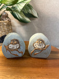 Tami Bier Salt and Pepper Set With Bird Signed and dated 88