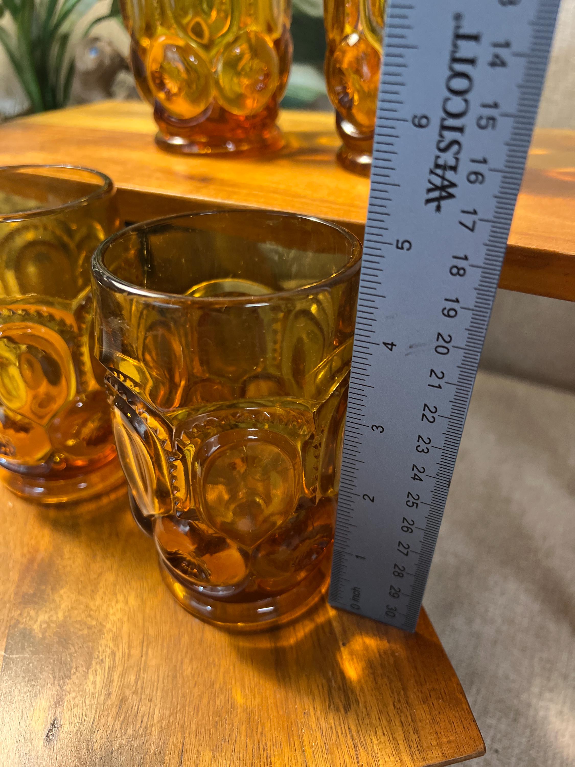 Set Of 4 L. E. Smith Moon And Stars Amber Water or Iced Tea Tumblers holds 11oz