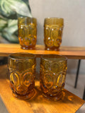 Set Of 4 L. E. Smith Moon And Stars Amber Water or Iced Tea Tumblers holds 11oz