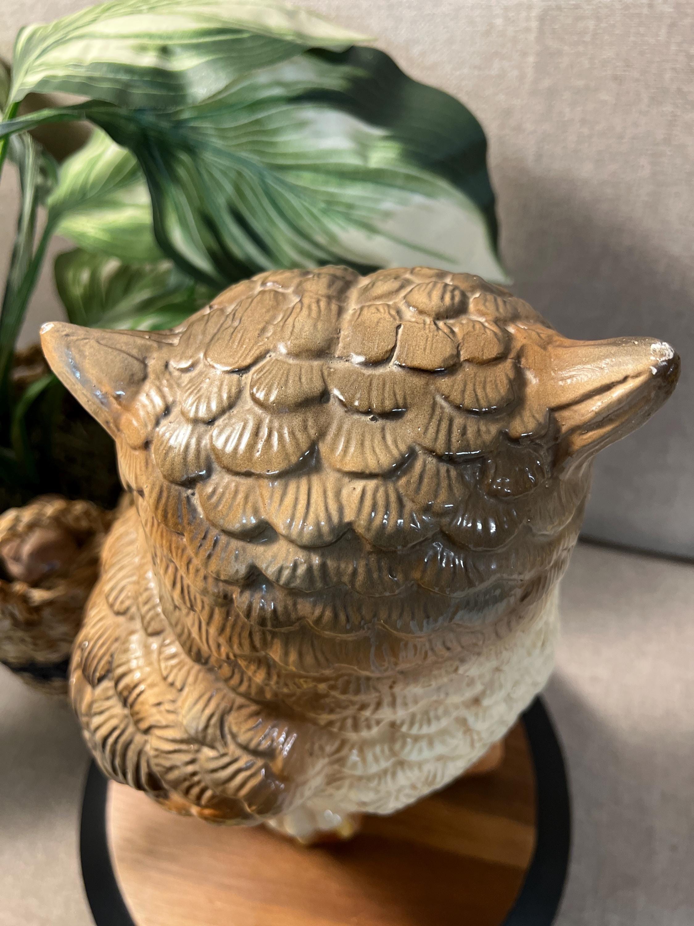 Large Owl Hand Painted Chalkware Figurine