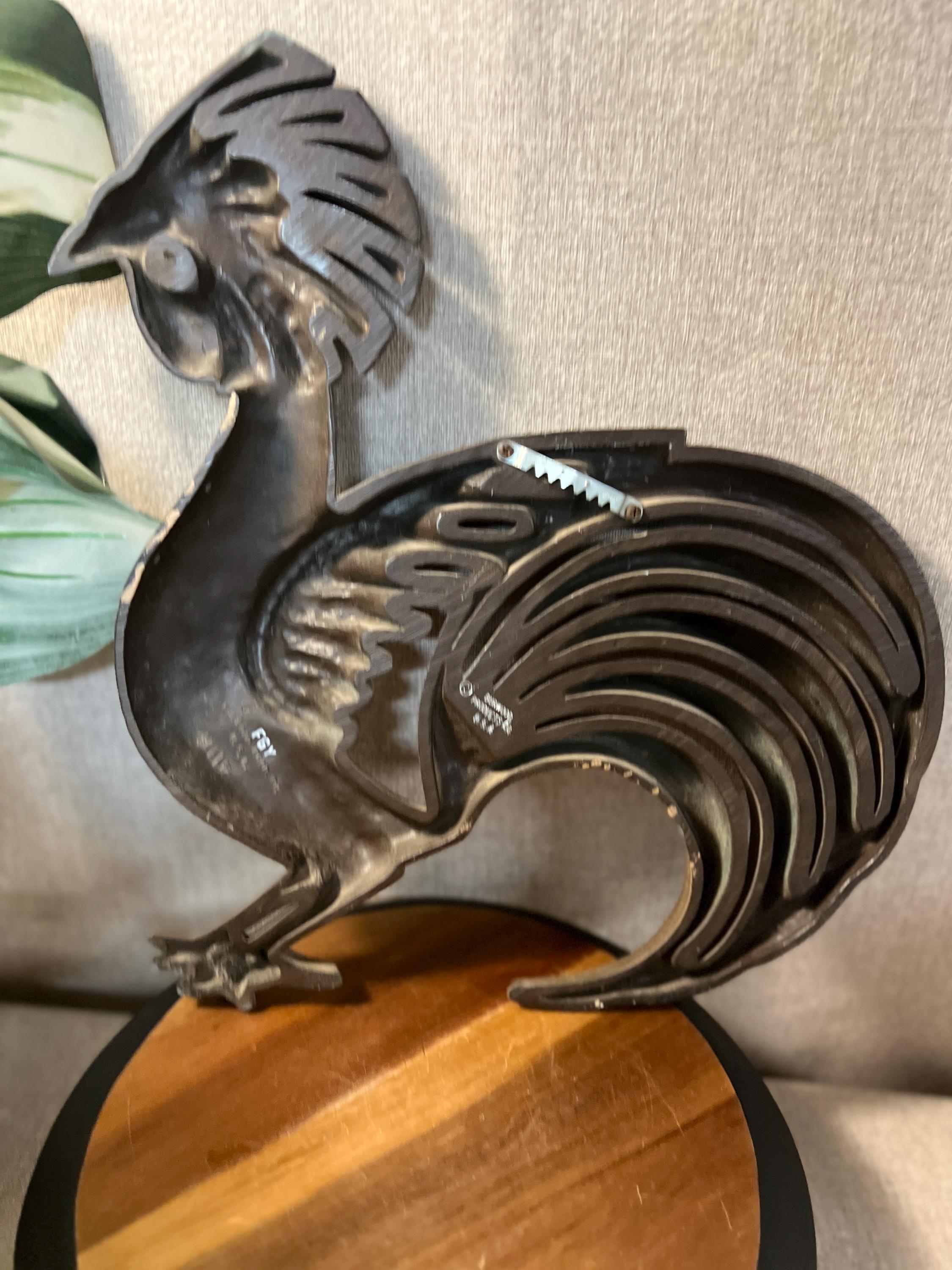Vintage ROOSTER Wall  BURWOOD large 16" W 1960's # 4116 Mid Century