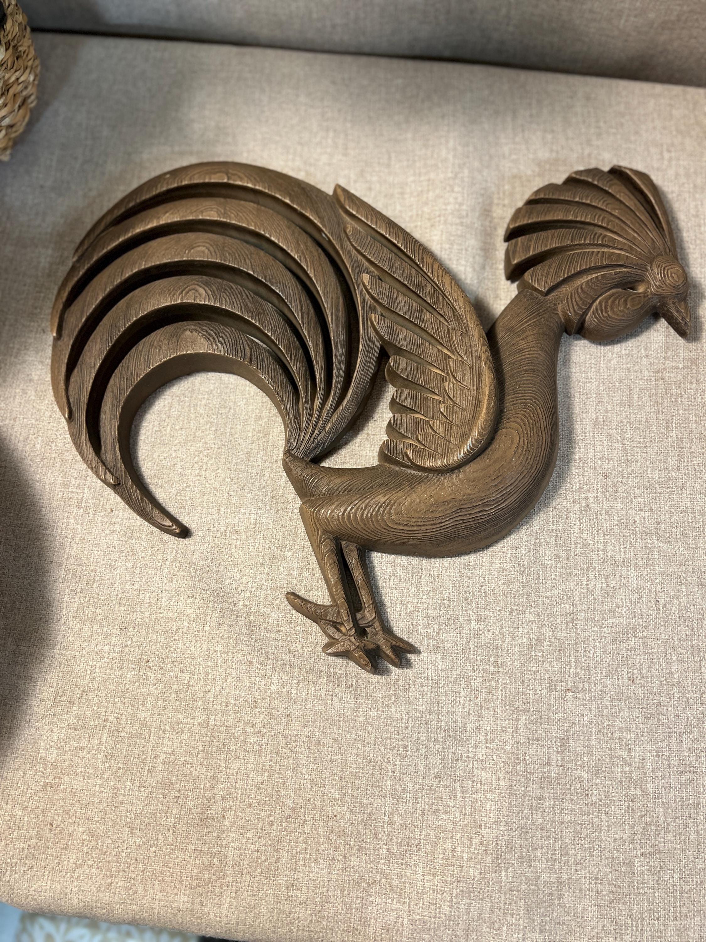Vintage ROOSTER Wall  BURWOOD large 16" W 1960's # 4116 Mid Century
