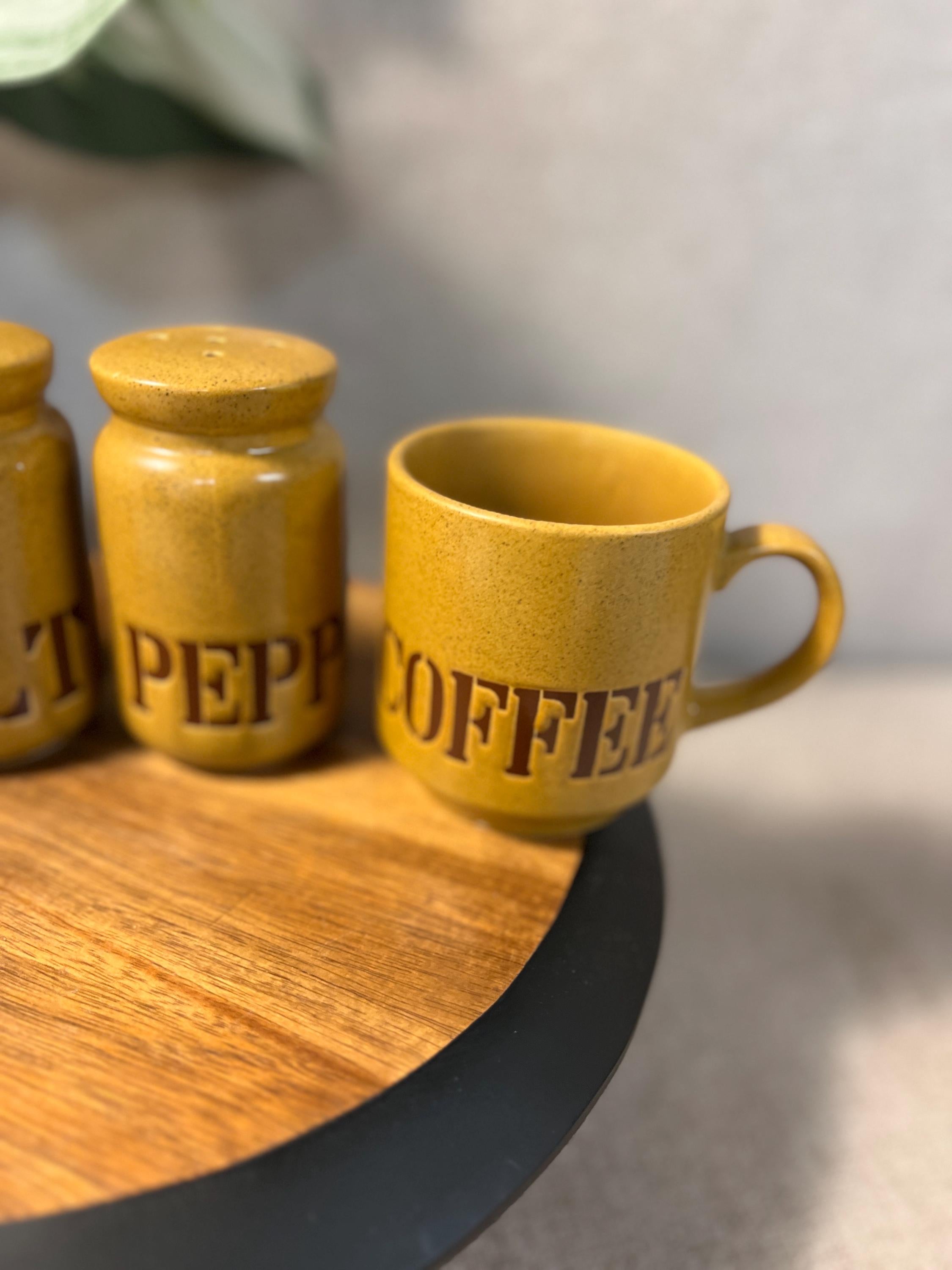 Fine Stone Ware set Coffee Tea Salt and Pepper Made In Japan