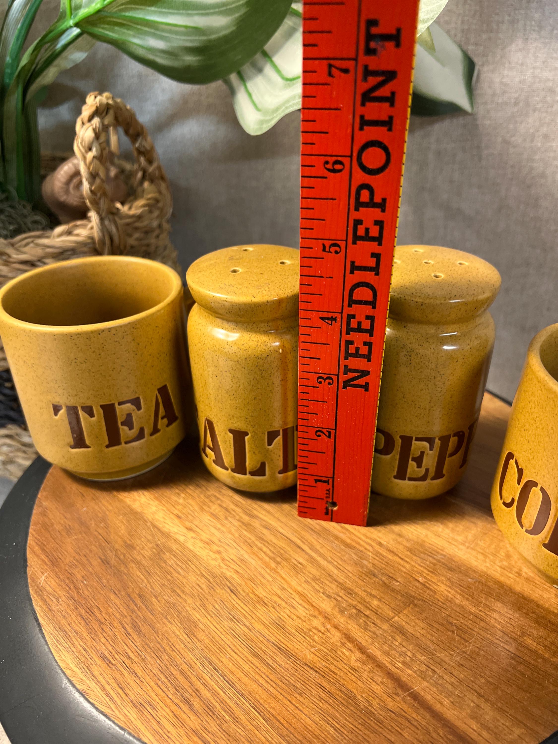 Fine Stone Ware set Coffee Tea Salt and Pepper Made In Japan