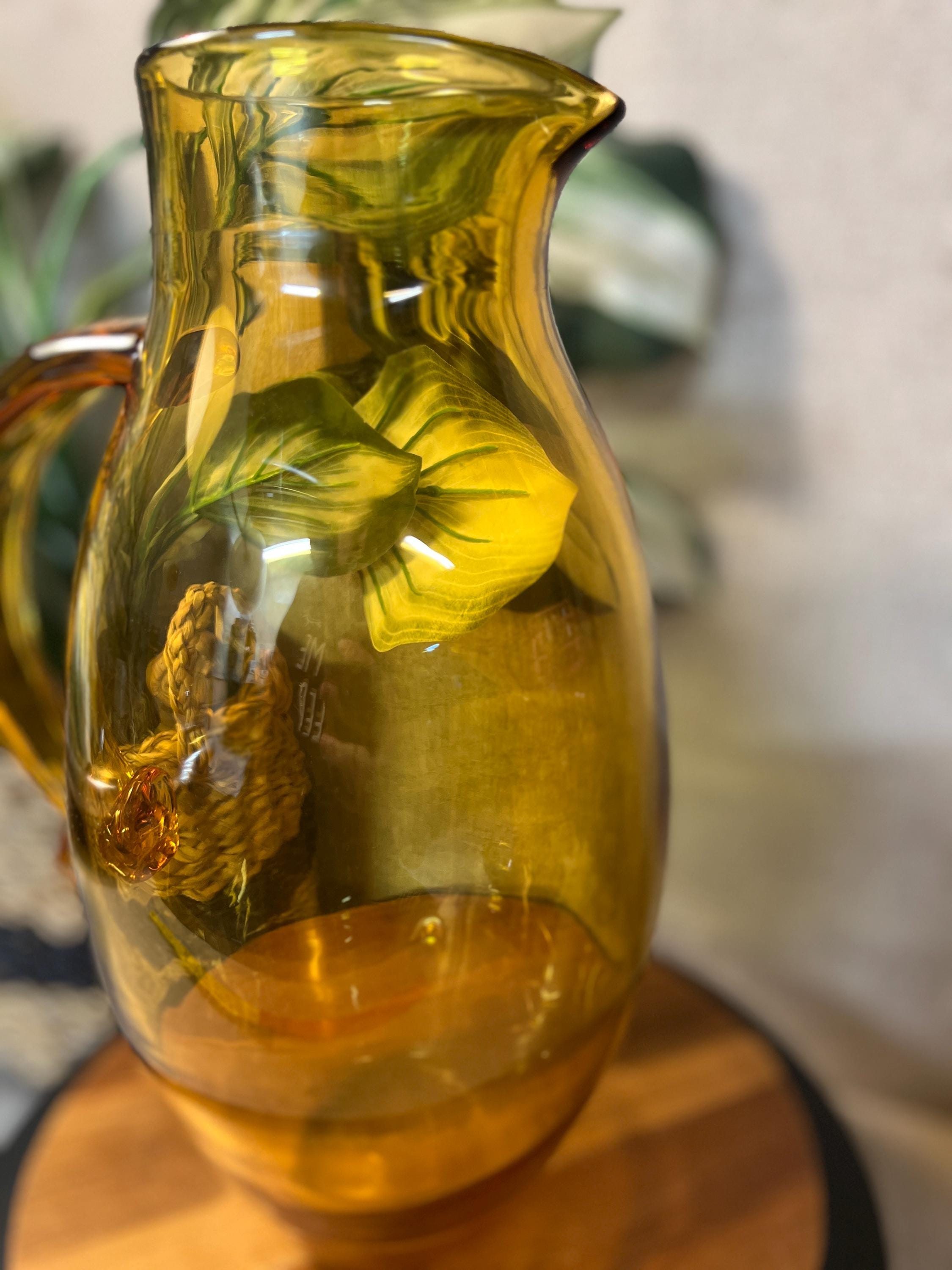 Handblown Amber Glass Pitcher/water Jug with pontil