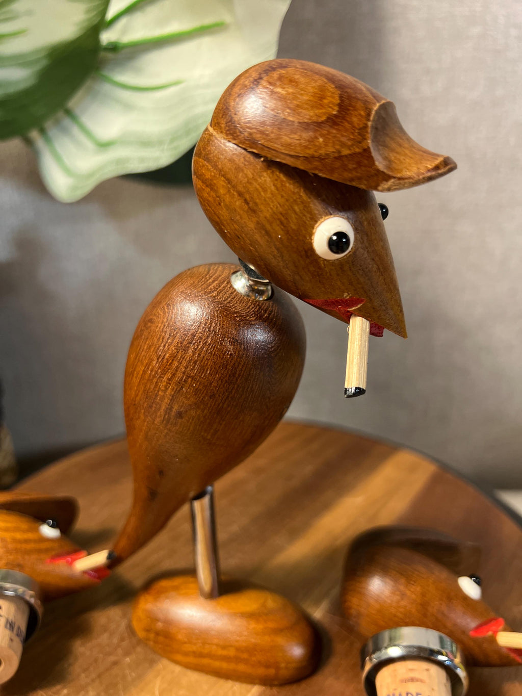 ARNE BASS Denmark Bar Bird Teakwood Corkscrew & Bottle Opener Vtg MCM Kitsch