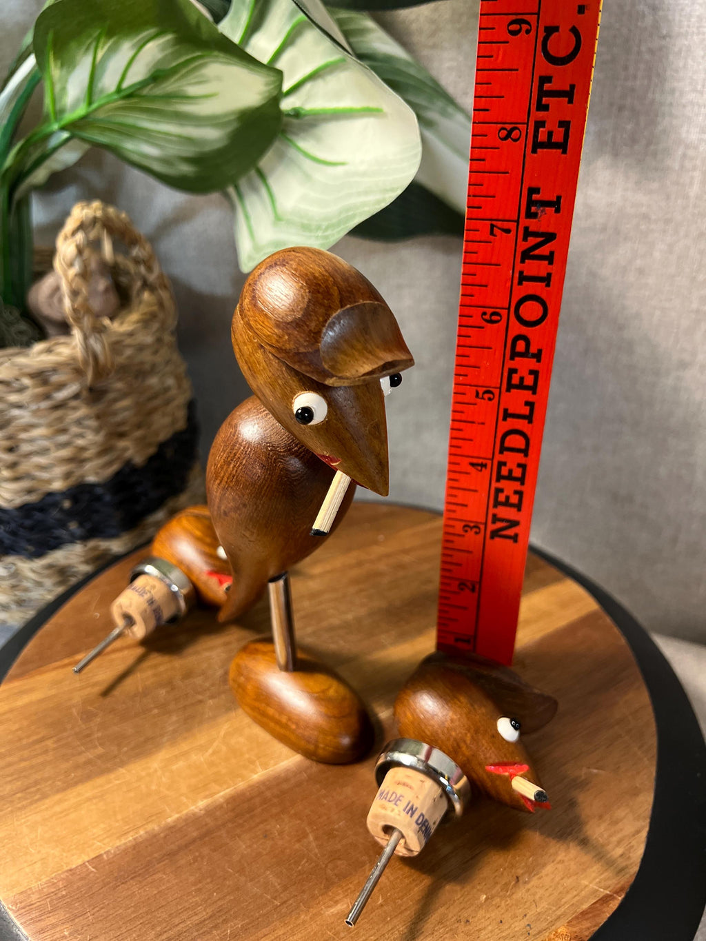 ARNE BASS Denmark Bar Bird Teakwood Corkscrew & Bottle Opener Vtg MCM Kitsch