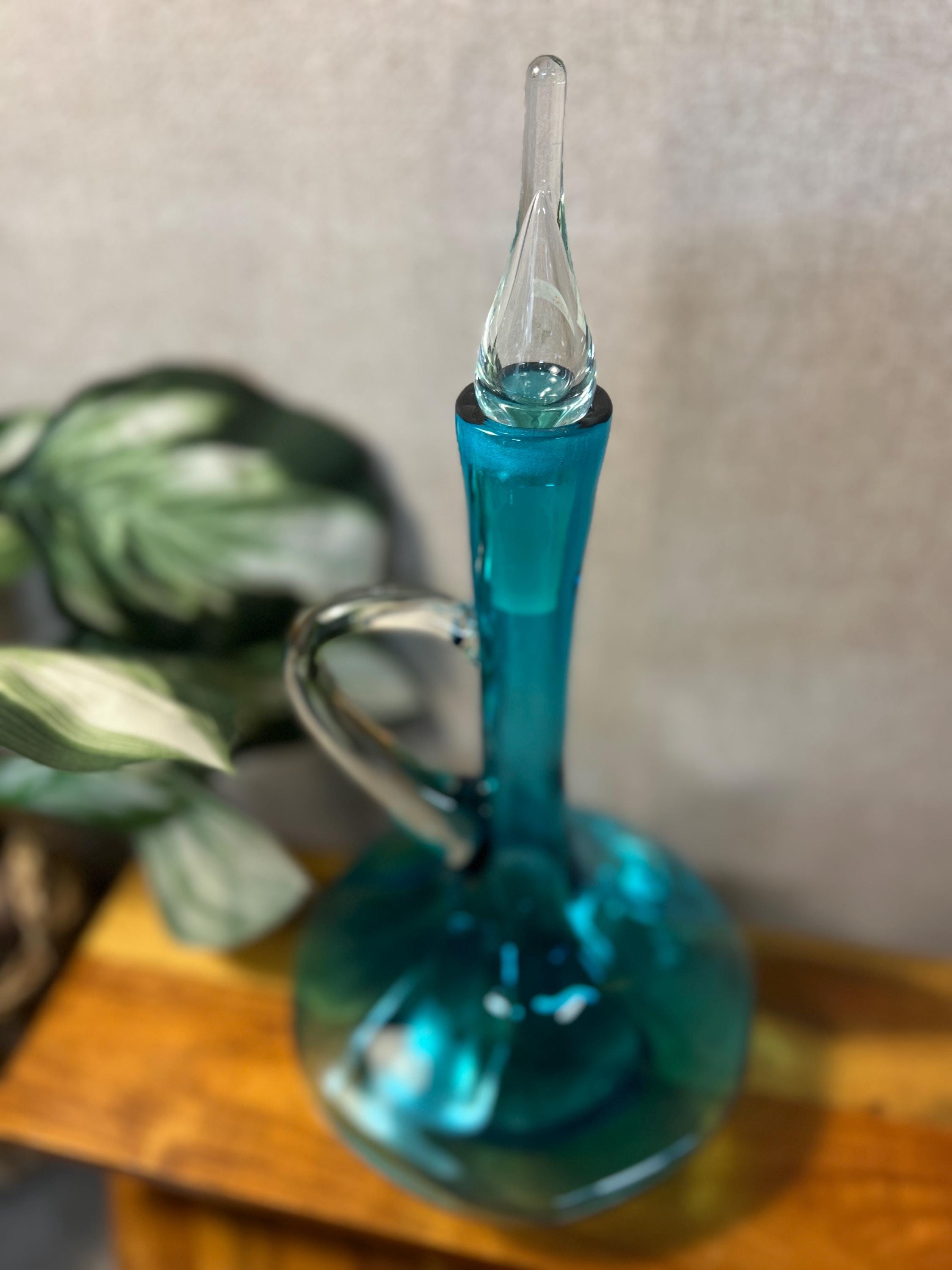 Vintage Bischoff Blue Decanter MCM Blown Glass genie Bottle