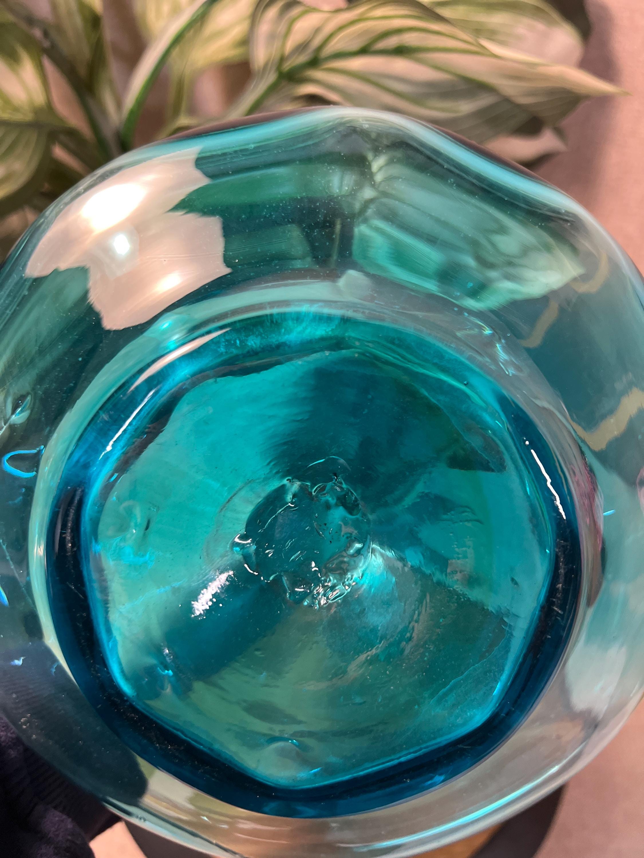 Vintage Bischoff Blue Decanter MCM Blown Glass genie Bottle