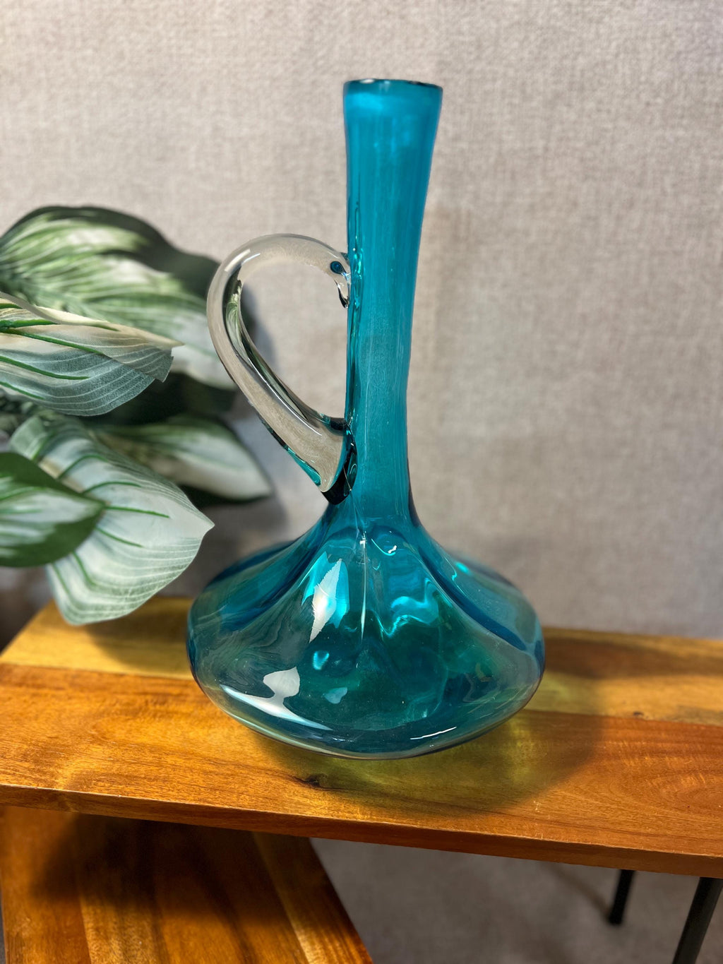 Vintage Bischoff Blue Decanter MCM Blown Glass genie Bottle