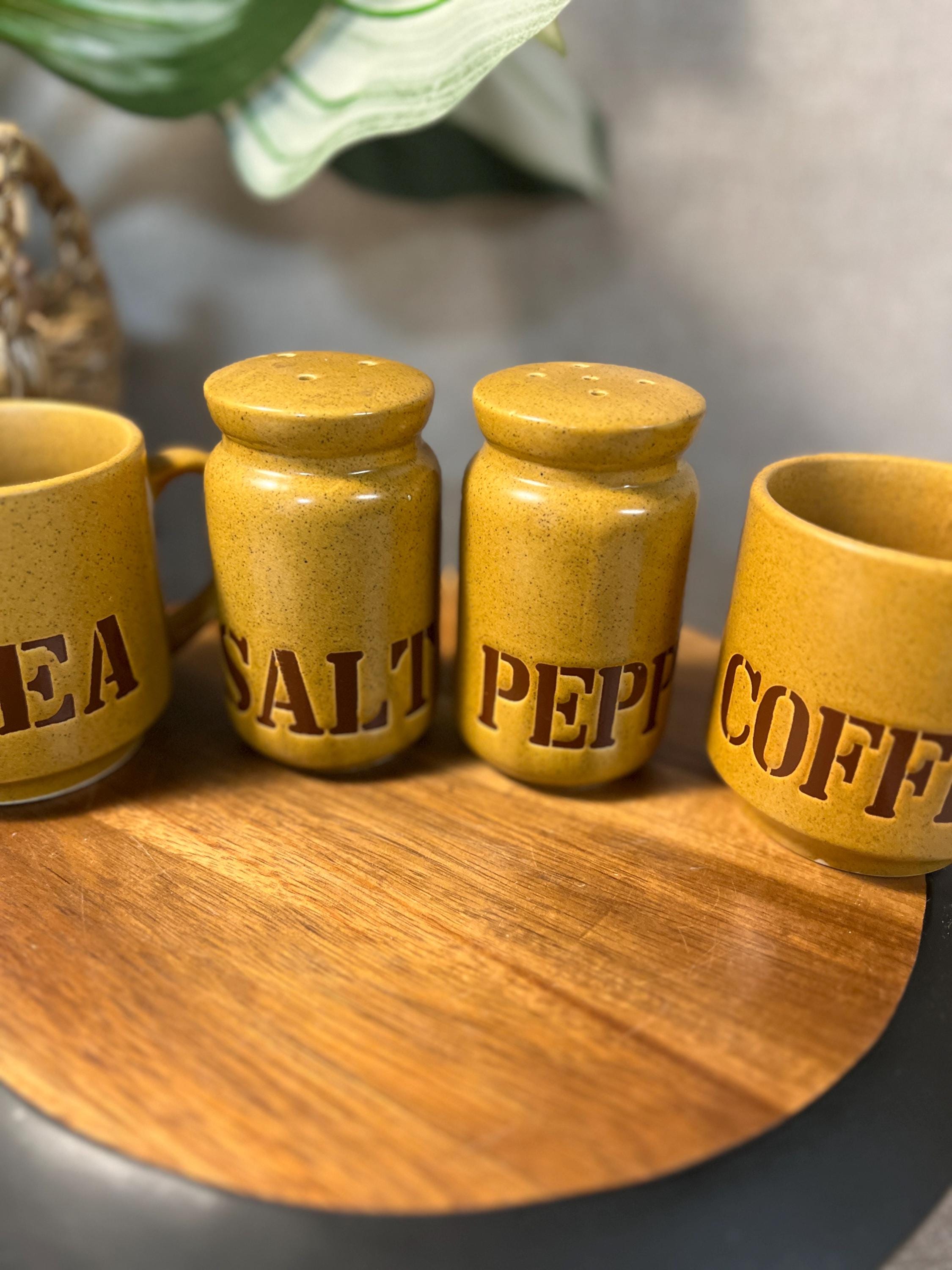 Fine Stone Ware set Coffee Tea Salt and Pepper Made In Japan