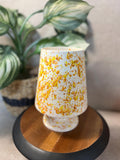 Ceramic Vase  orange brown Drip Sponge Splatter retro handmade