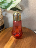 Antique Cranberry Glass Sugar Shaker Muffineer  With Top