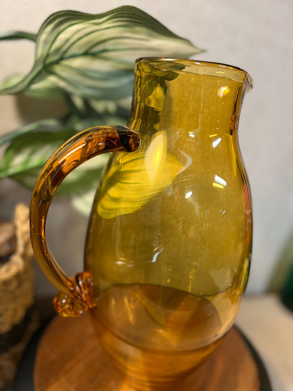 Handblown Amber Glass Pitcher/water Jug with pontil
