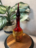 Pilgrim #23 - Ruby Orange Tangerine Flame Crackle Glass Decanter