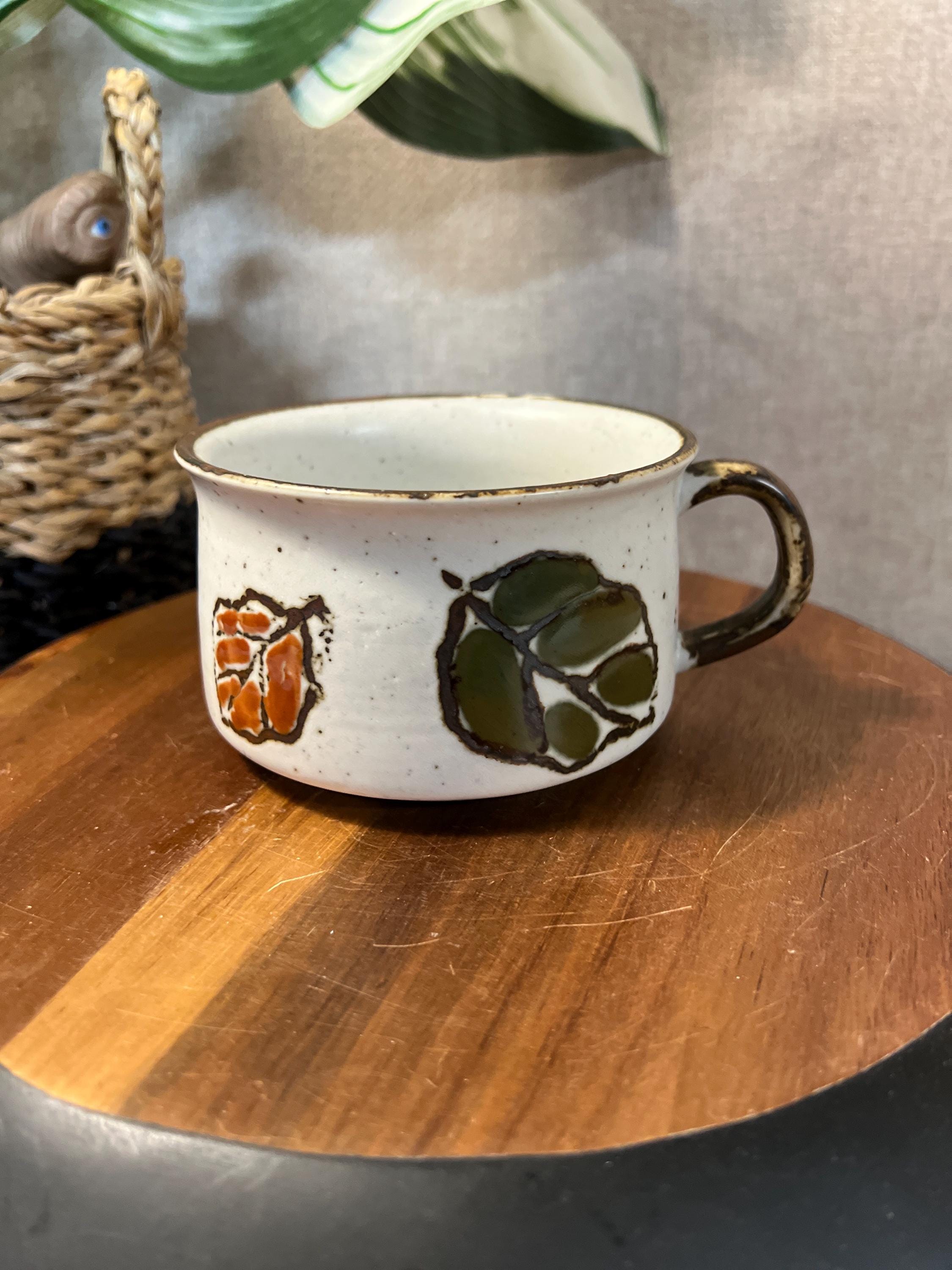 Vtg Otagiri Soup Mug Cup Hot Beverages Japanese Handpaint 70s Hand Crafted Stoneware