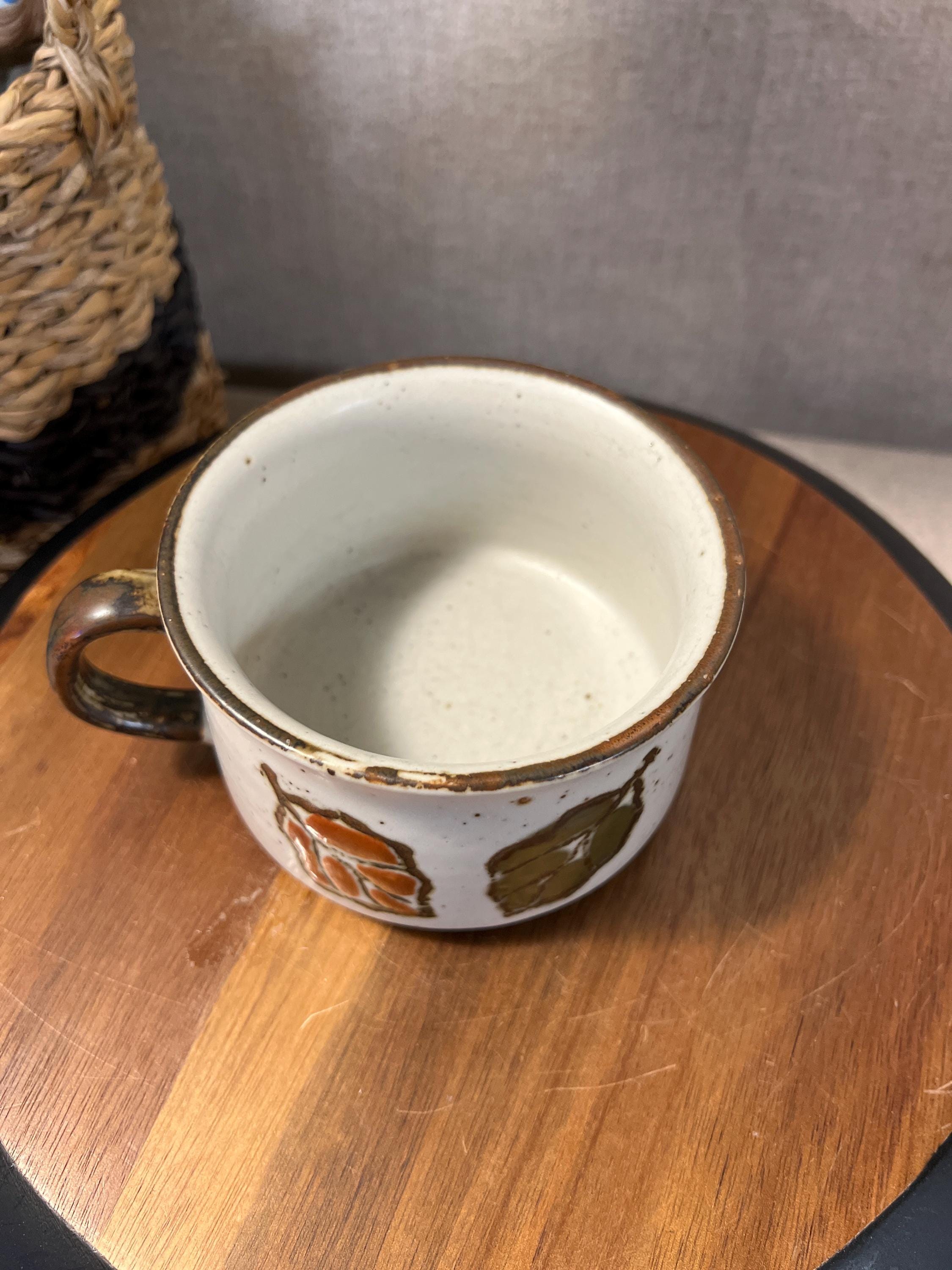 Vtg Otagiri Soup Mug Cup Hot Beverages Japanese Handpaint 70s Hand Crafted Stoneware
