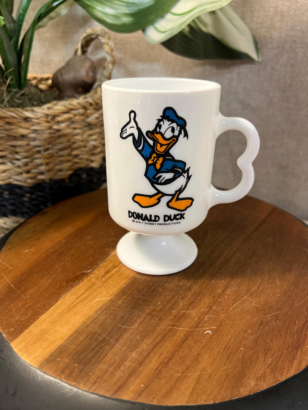 Donald Duck Mug Milk Glass Vintage