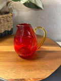 Amberina Crackle Glass Pitcher — Glows Under UV Blacklight