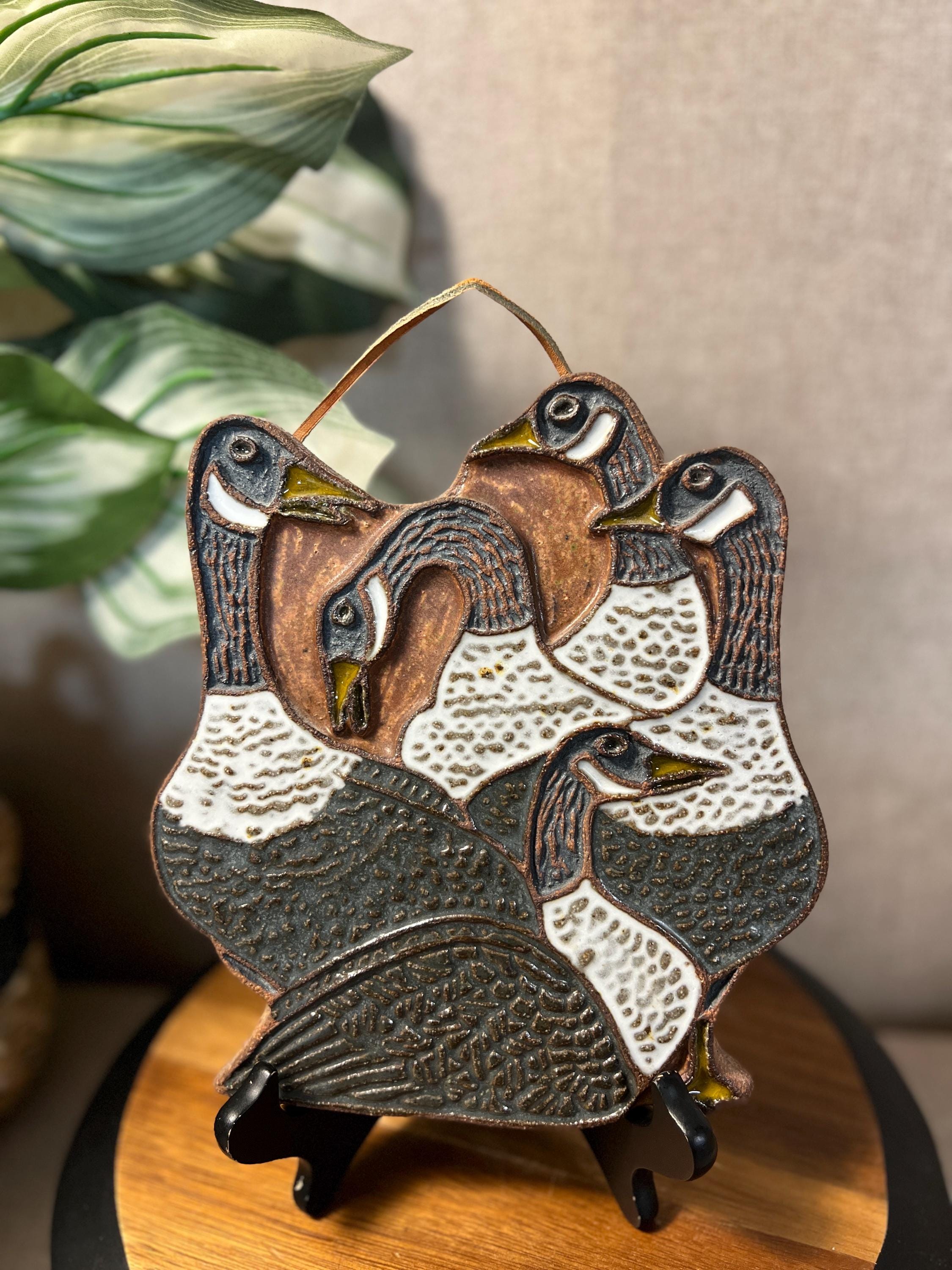 Victoria Littlejohn Gaggle Of Geese Stoneware Bird Trivet Wall Hanging