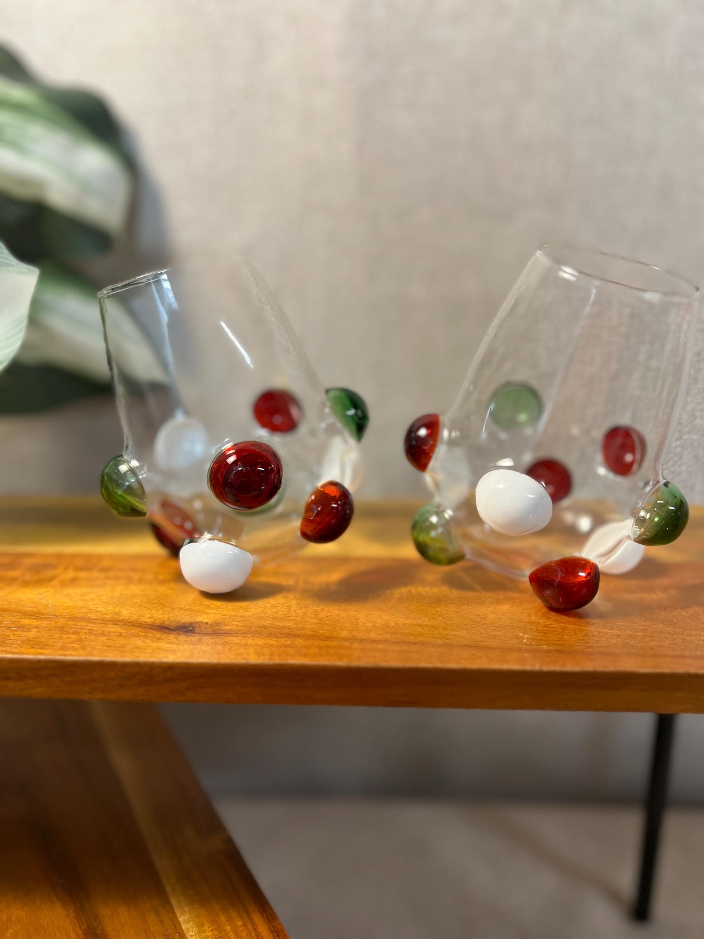 Massimo Lunardon Multicolor Bubble Stemless Wine Glass set of 2