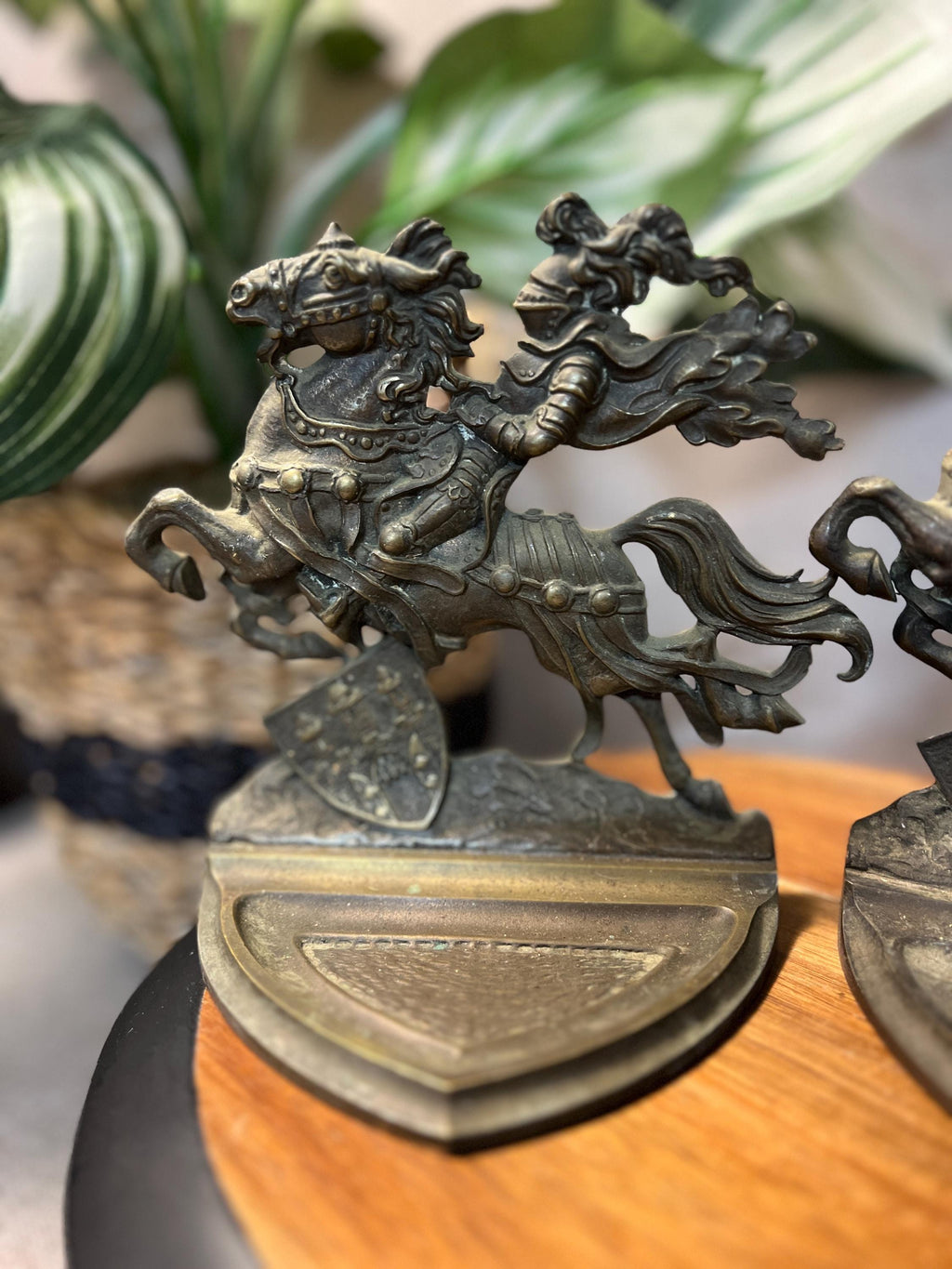 Horse with Rider  Brass Bookends Heavy Very Detailed