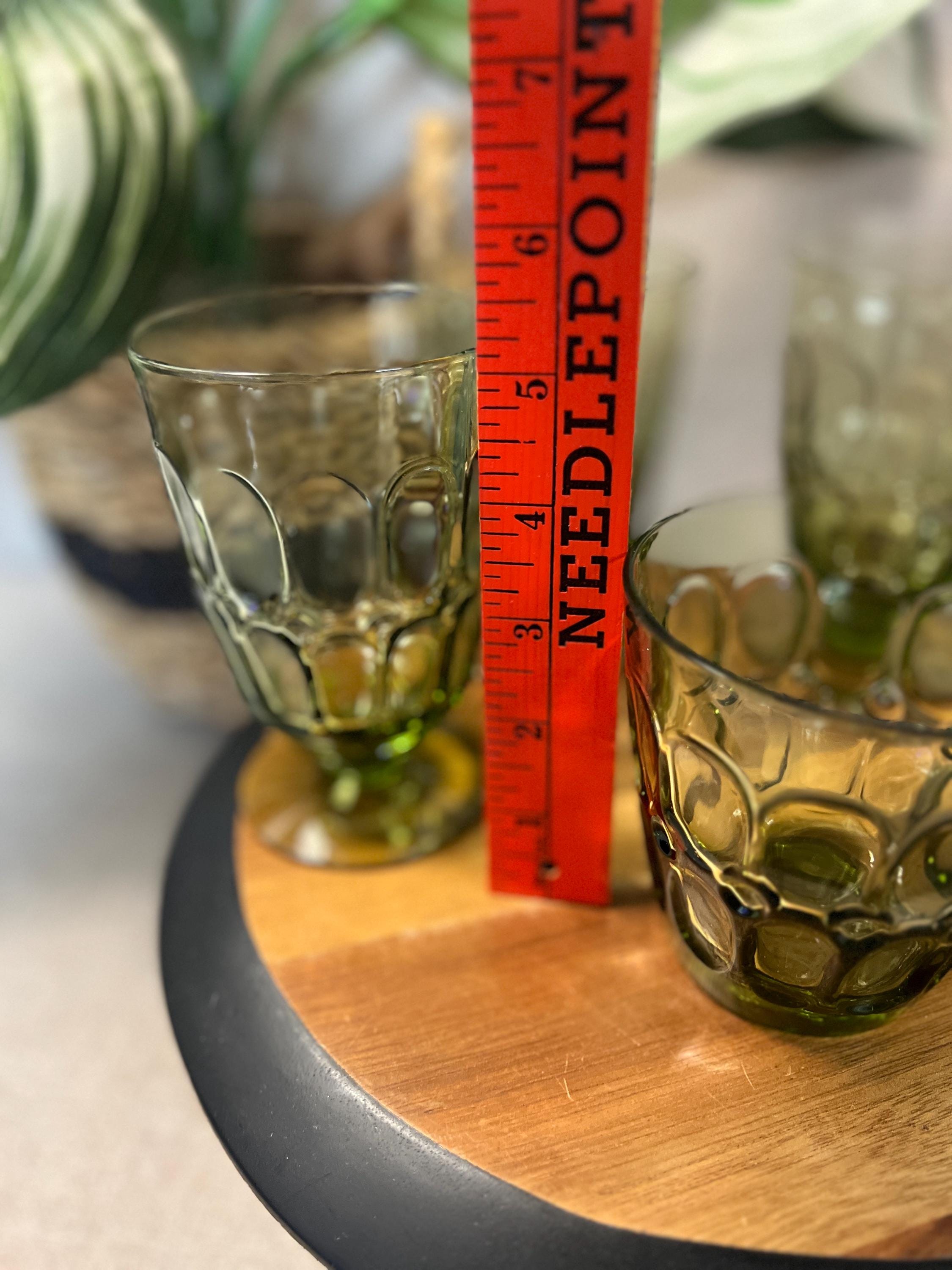 VTG Four Fostoria Mesa Amber Water Goblets Pedestal Base and One juice glass Etched Fostoria