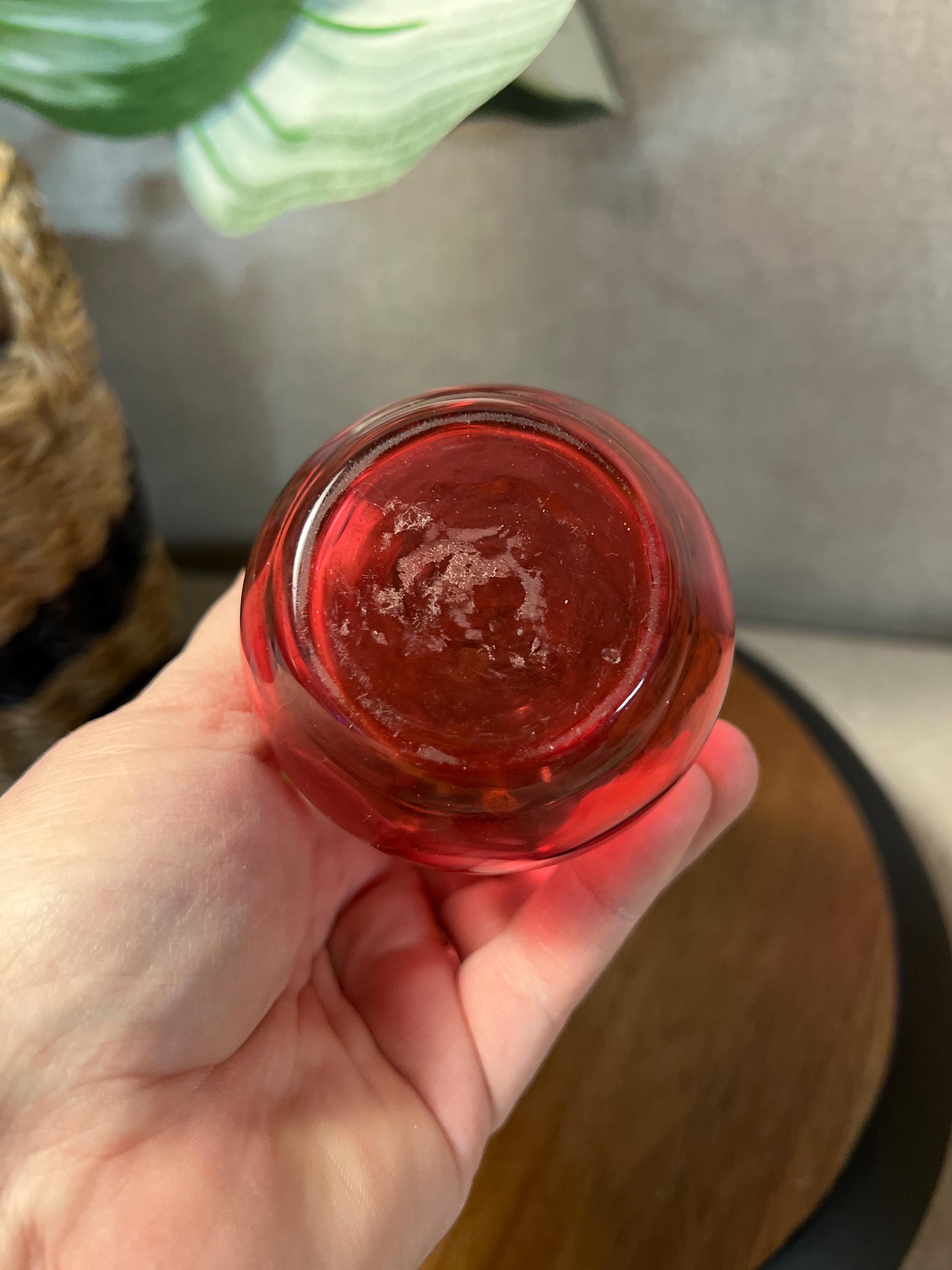 Antique Cranberry Glass Sugar Shaker Muffineer  With Top