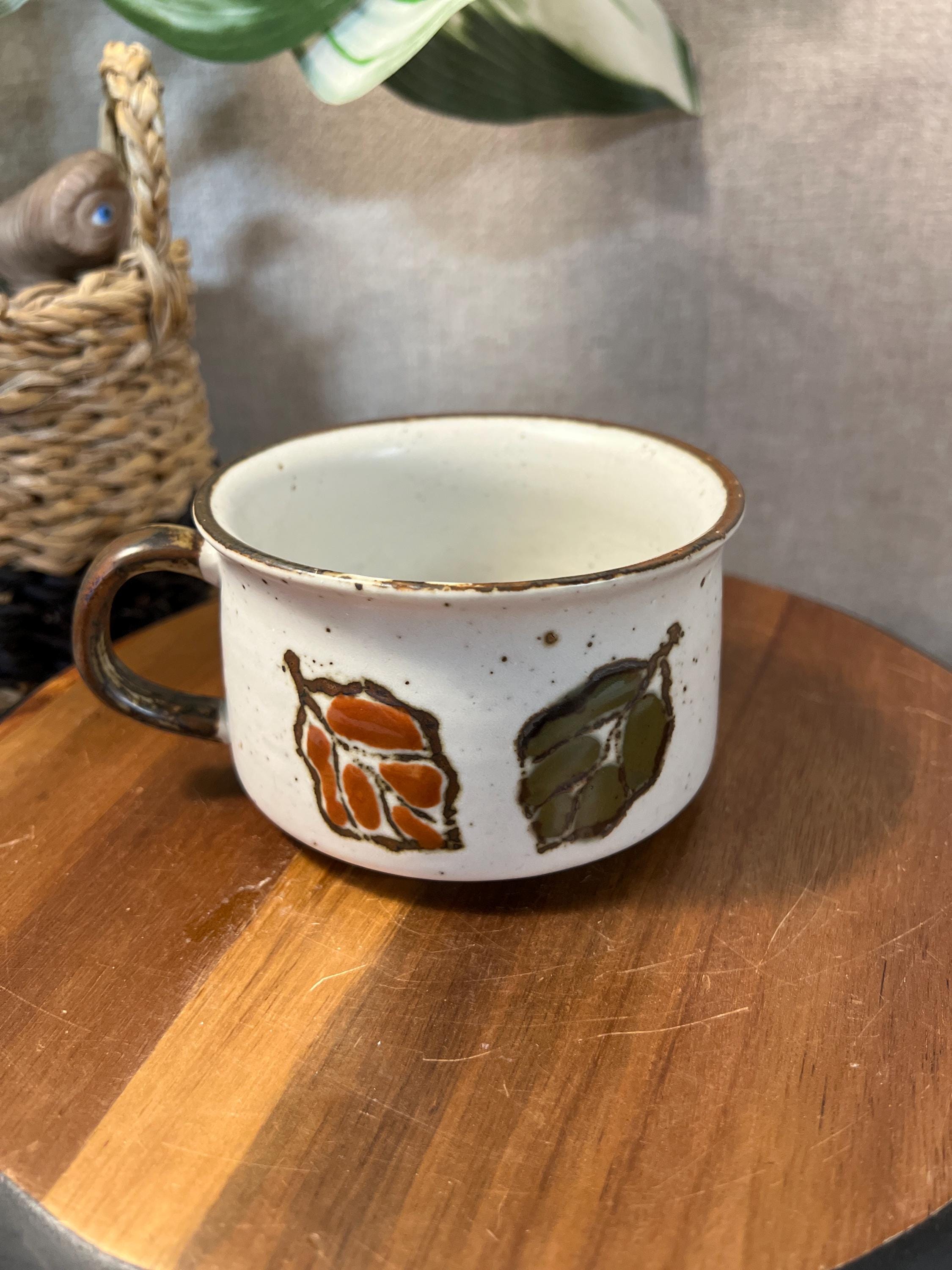 Vtg Otagiri Soup Mug Cup Hot Beverages Japanese Handpaint 70s Hand Crafted Stoneware