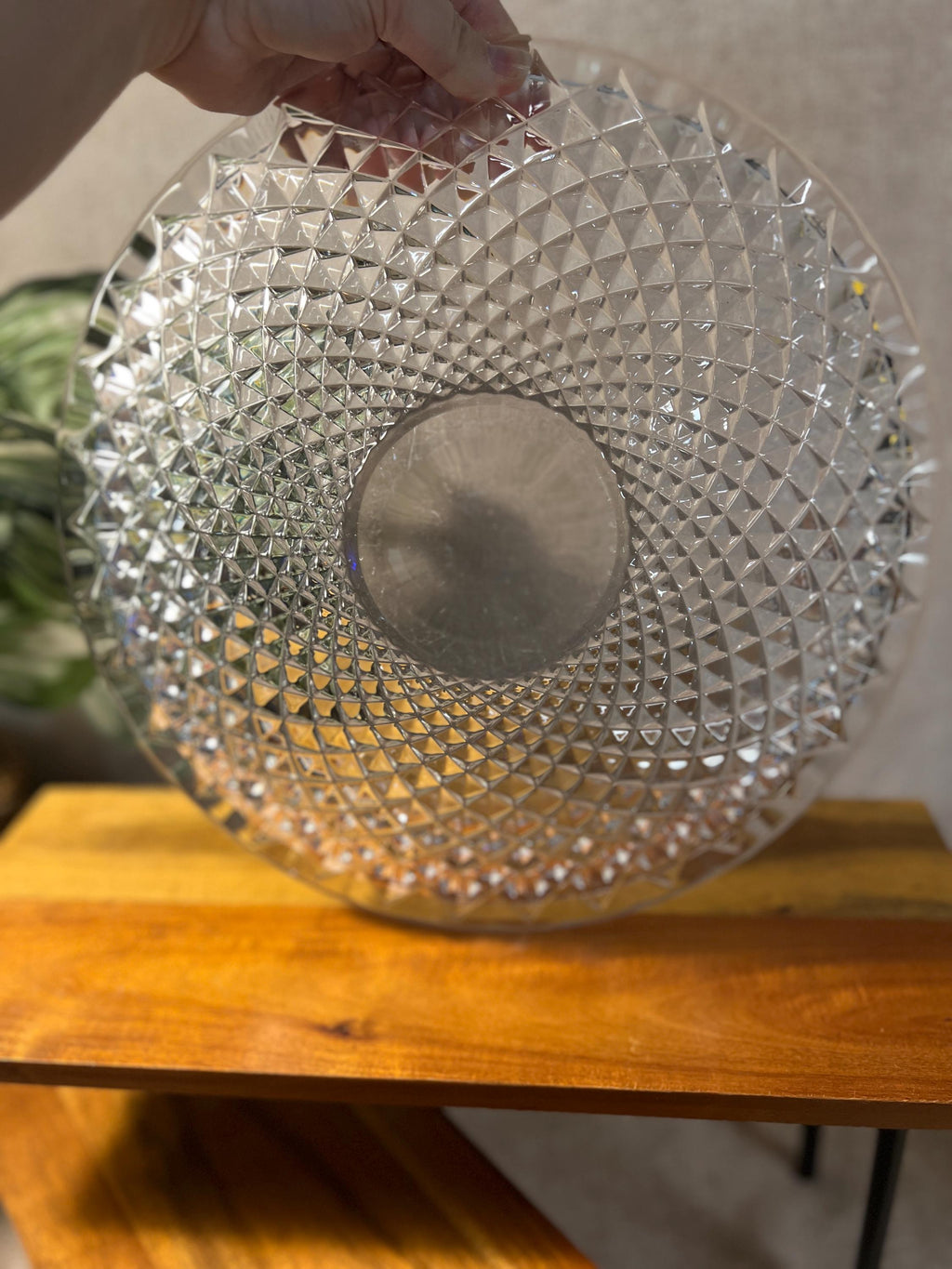 Vintage 24% lead crystal diamond point centerpiece