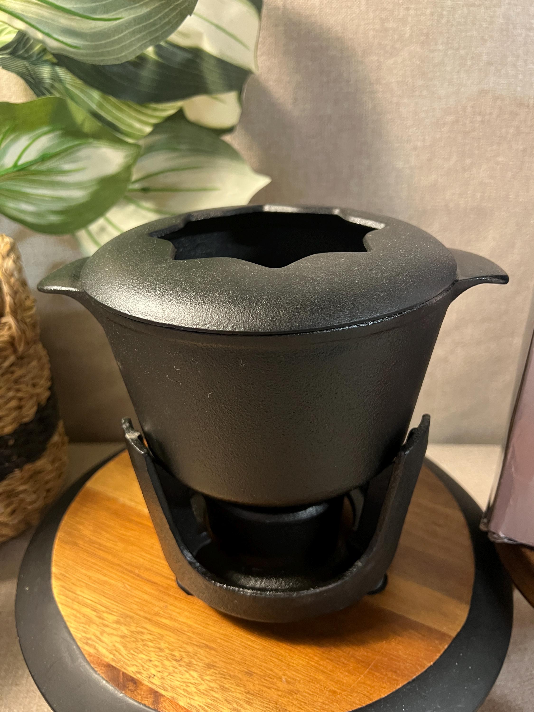 New with box Dansk Fondue Cast Iron Black Pot Set With Forks Cheese