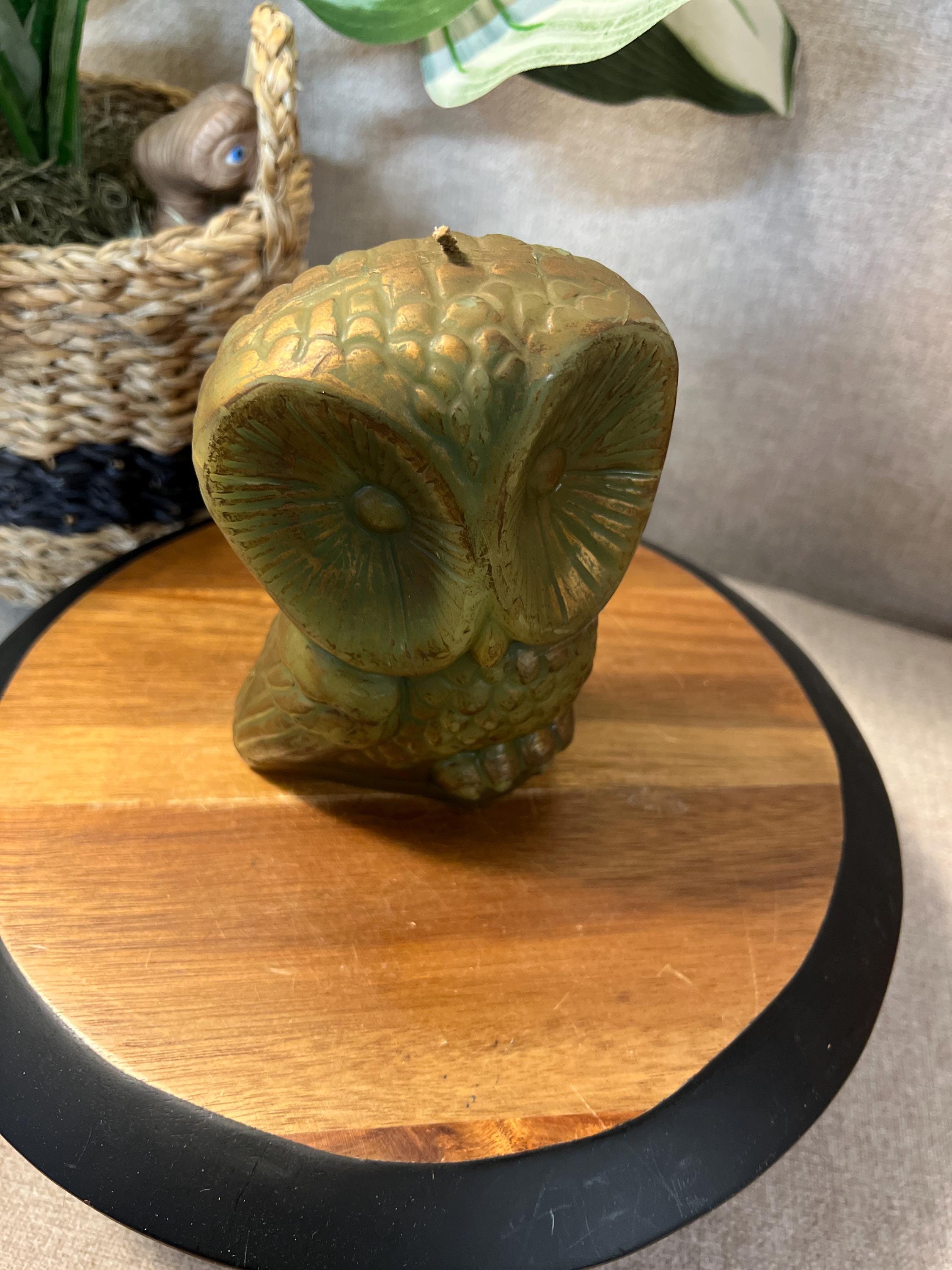 Vintage MCM Handcrafted Kinsmen Center Owl Candle *unburned* 6"