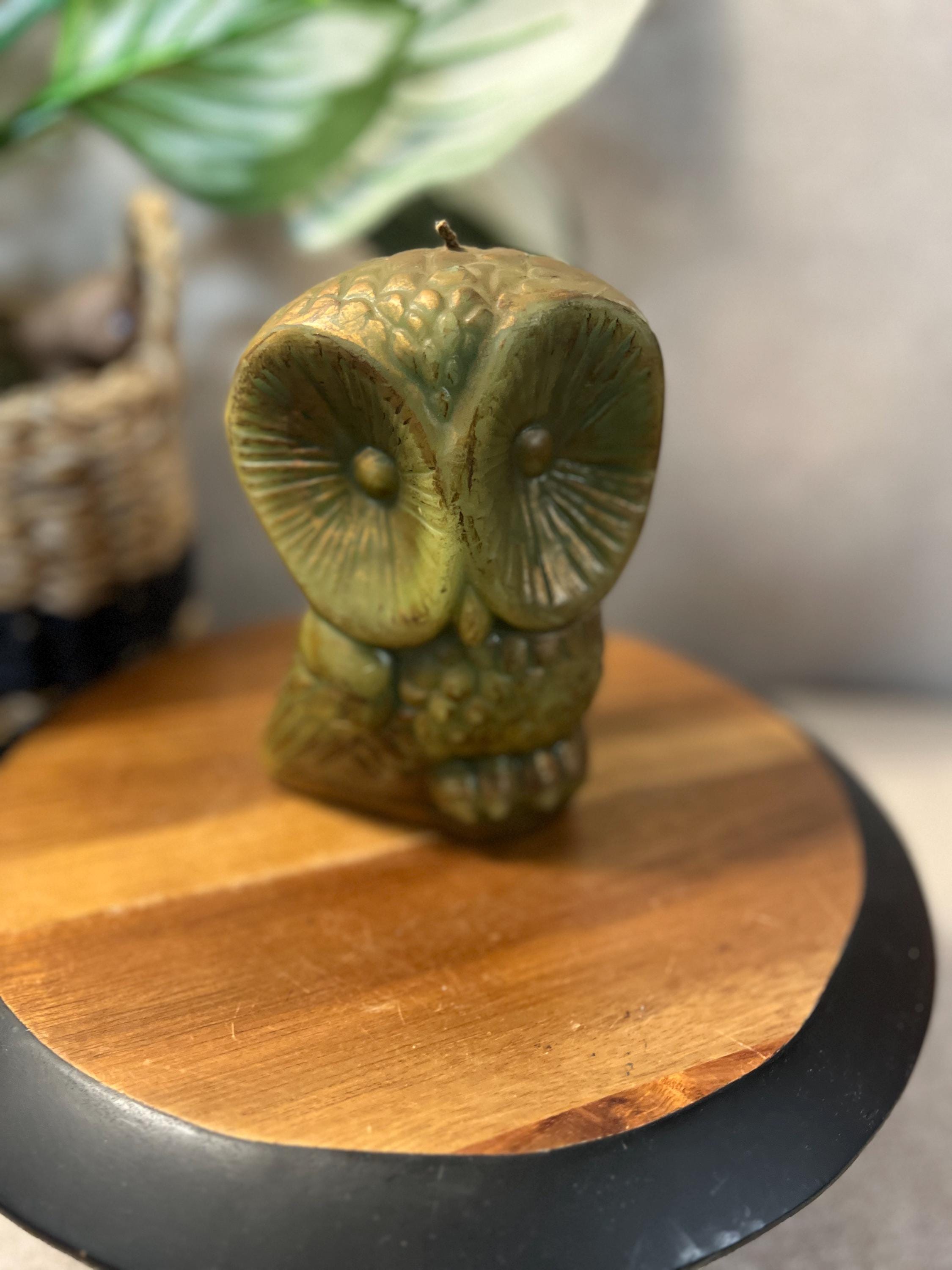 Vintage MCM Handcrafted Kinsmen Center Owl Candle *unburned* 6"