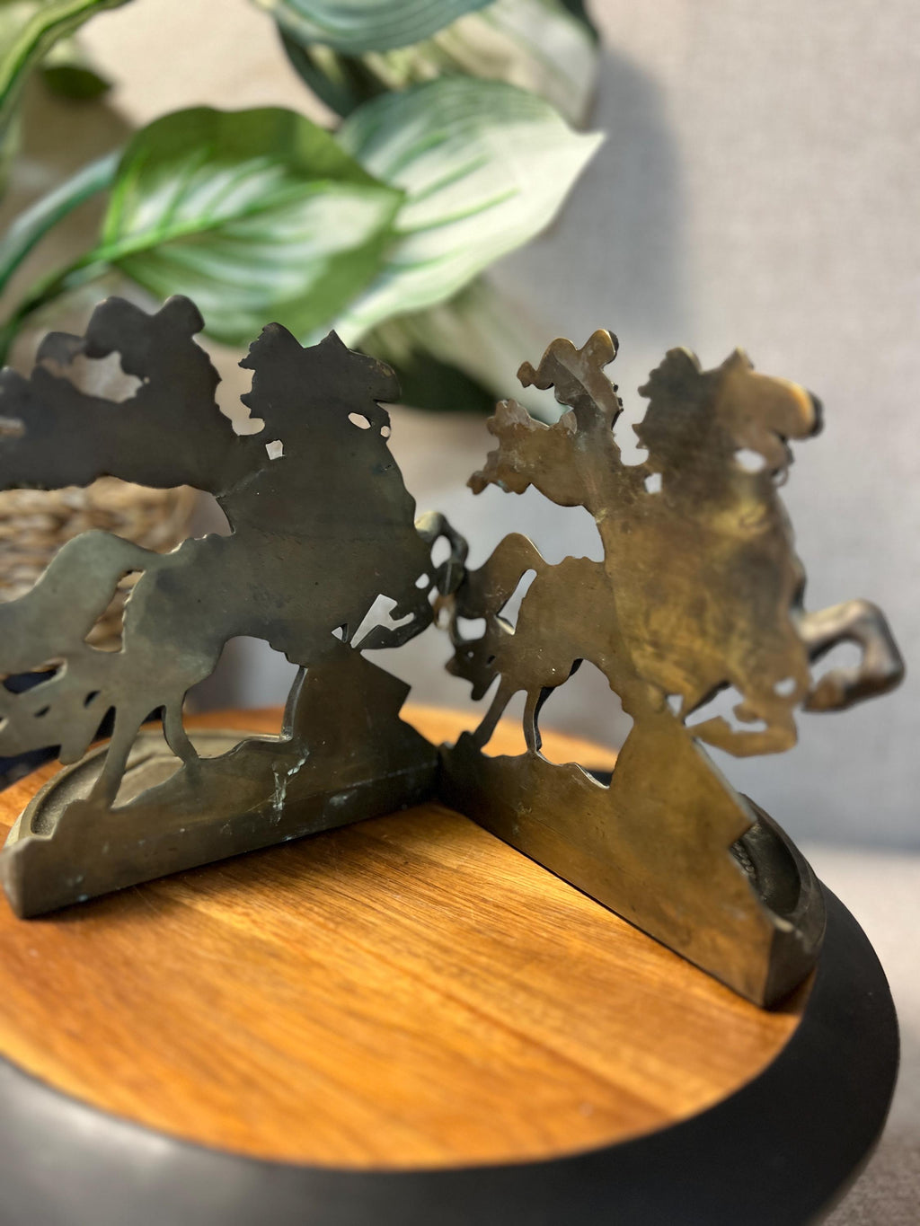 Horse with Rider  Brass Bookends Heavy Very Detailed