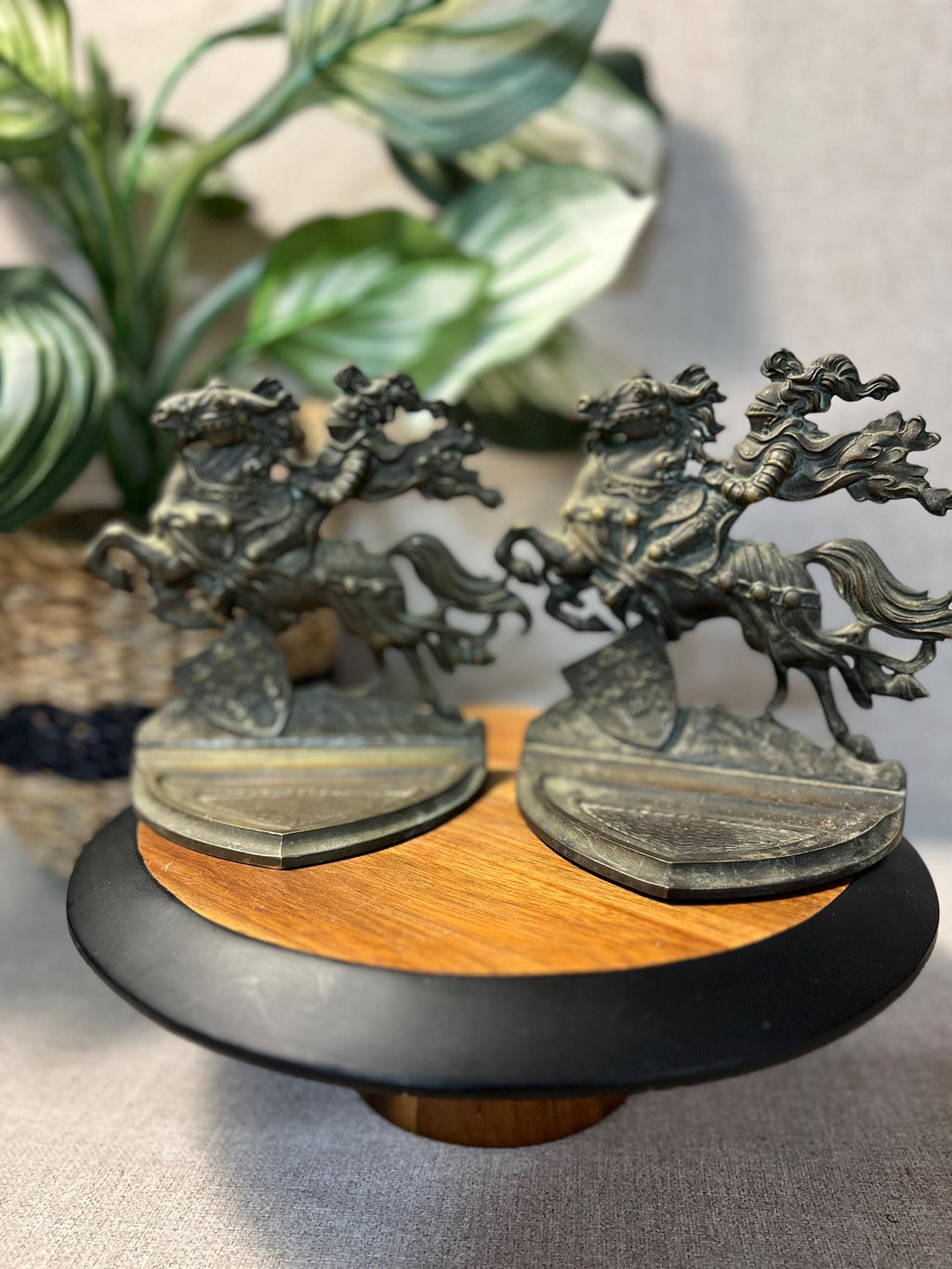 Horse with Rider  Brass Bookends Heavy Very Detailed