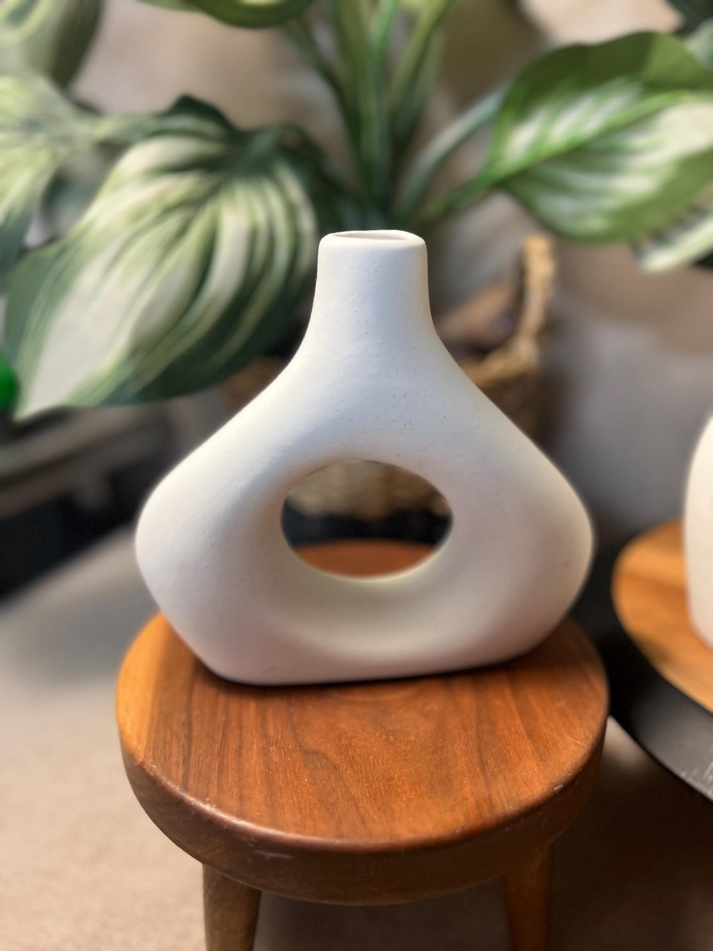 Ceramic Vase Set of 2 for Modern Minimalist Bohemian Decor Round Matching Matte Beige