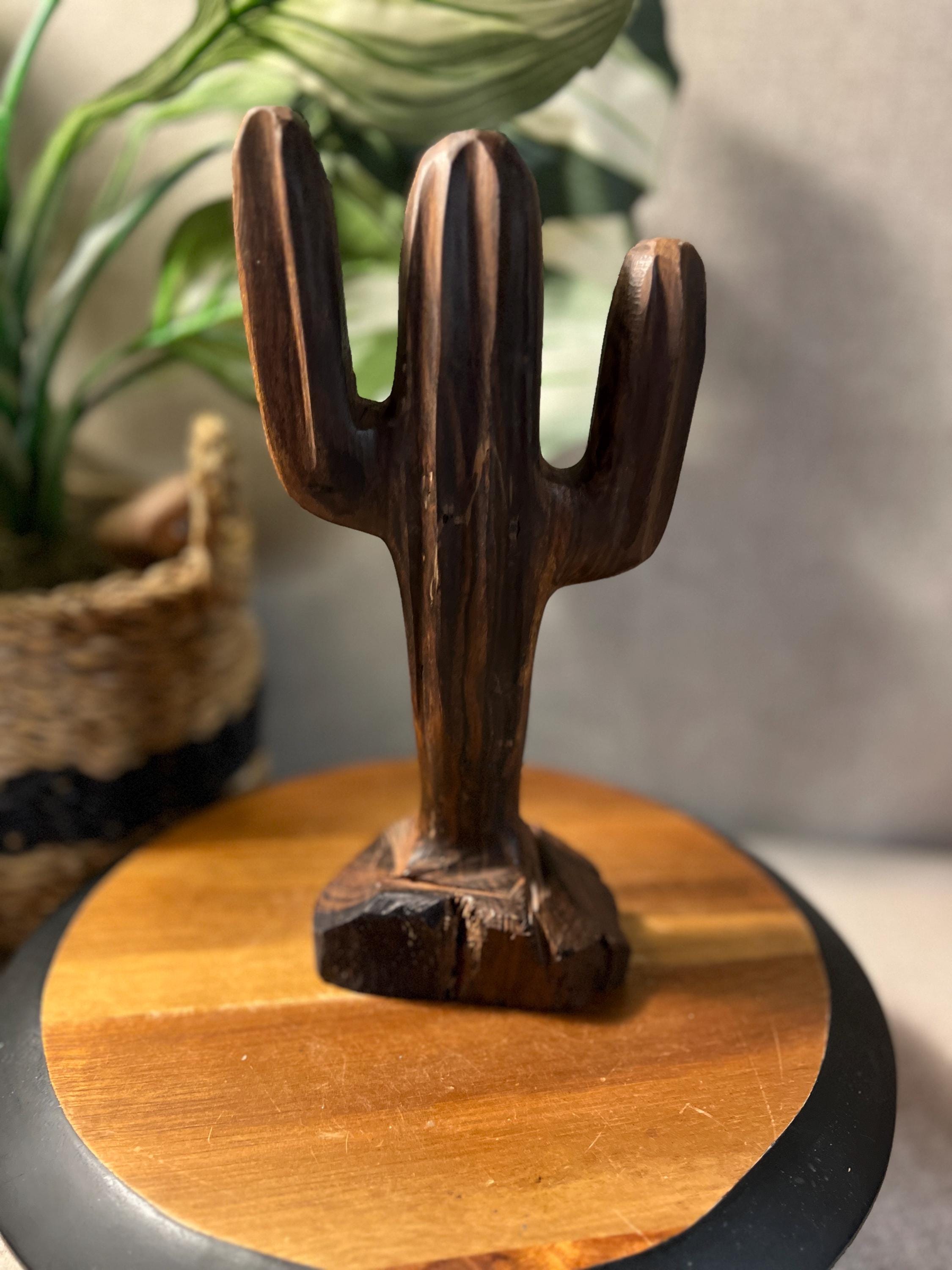 Hand Carved Ironwood Southwestern Saguaro Cactus Statue Figurine