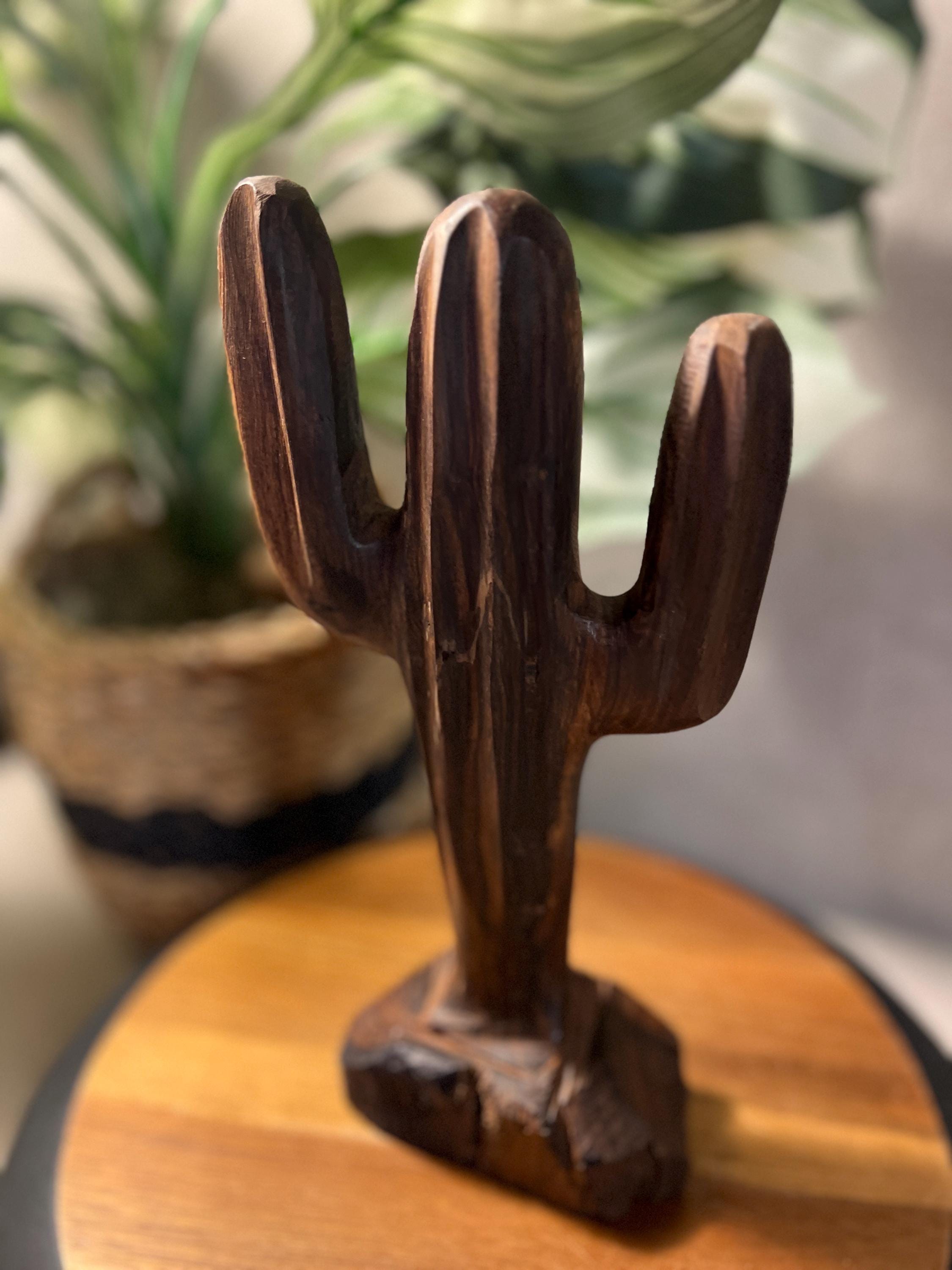 Hand Carved Ironwood Southwestern Saguaro Cactus Statue Figurine