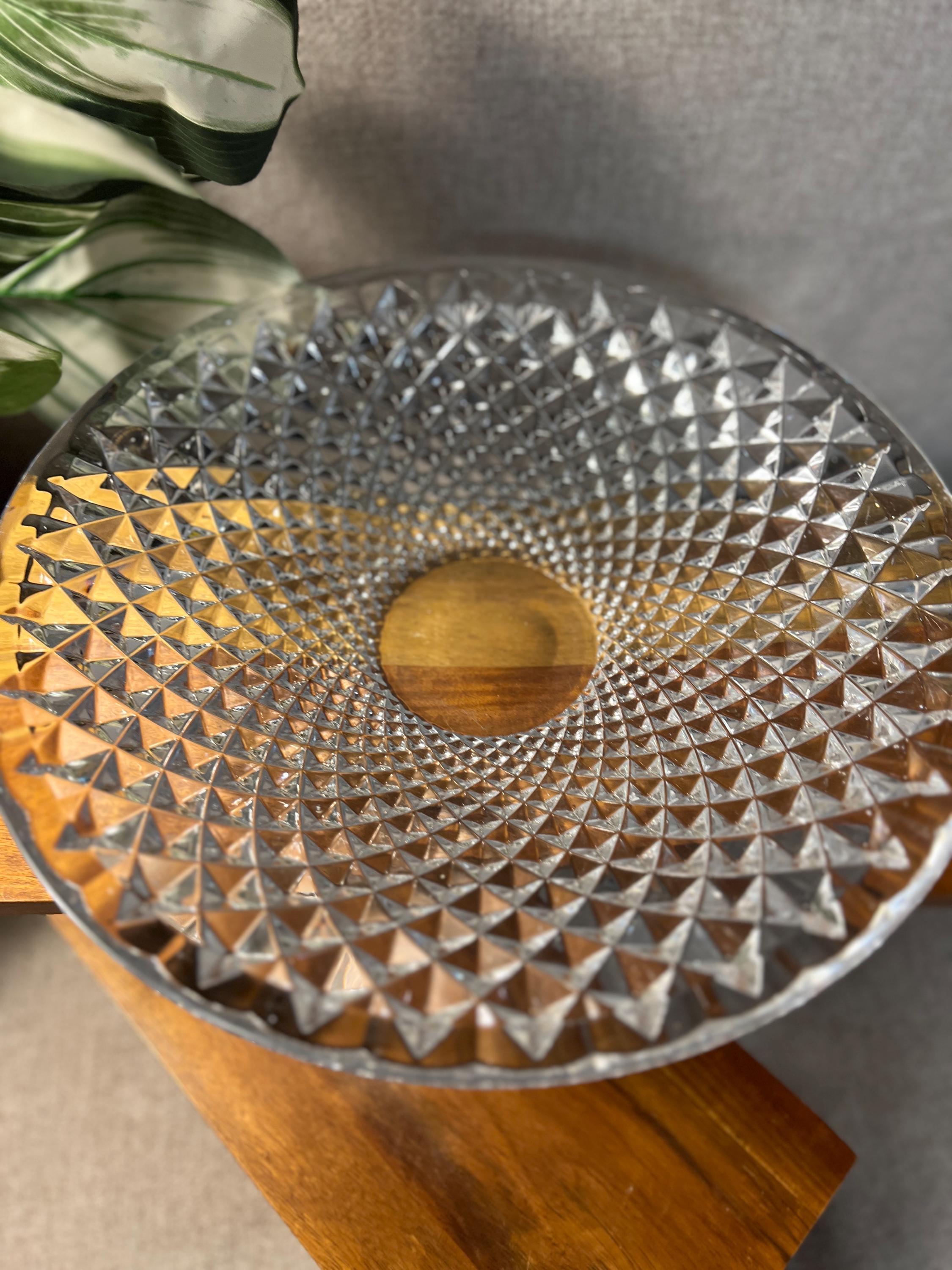 Vintage 24% lead crystal diamond point centerpiece